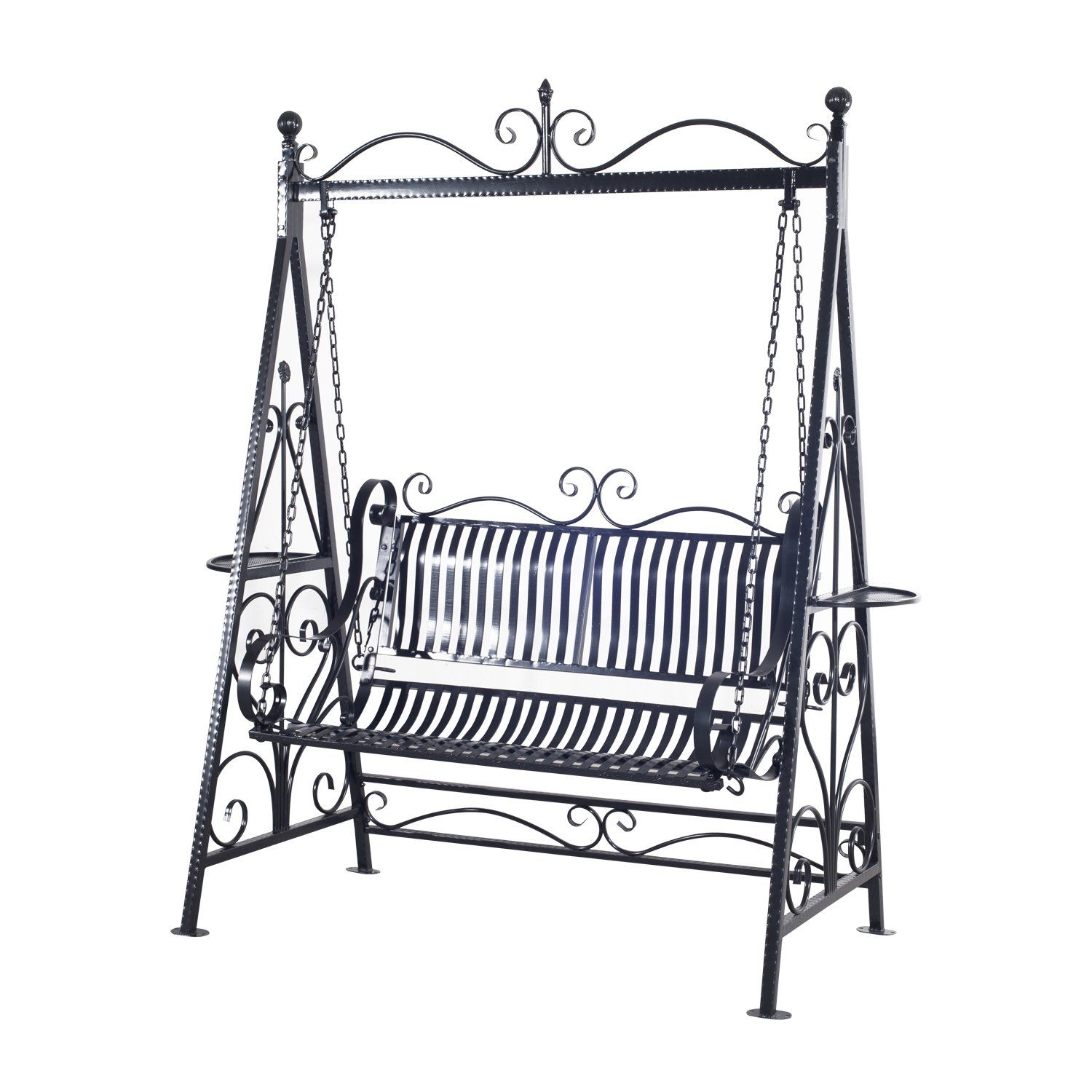 Outsunny Garden Metal Swing Chair Outdoor Patio Hammock Bench Cast ...