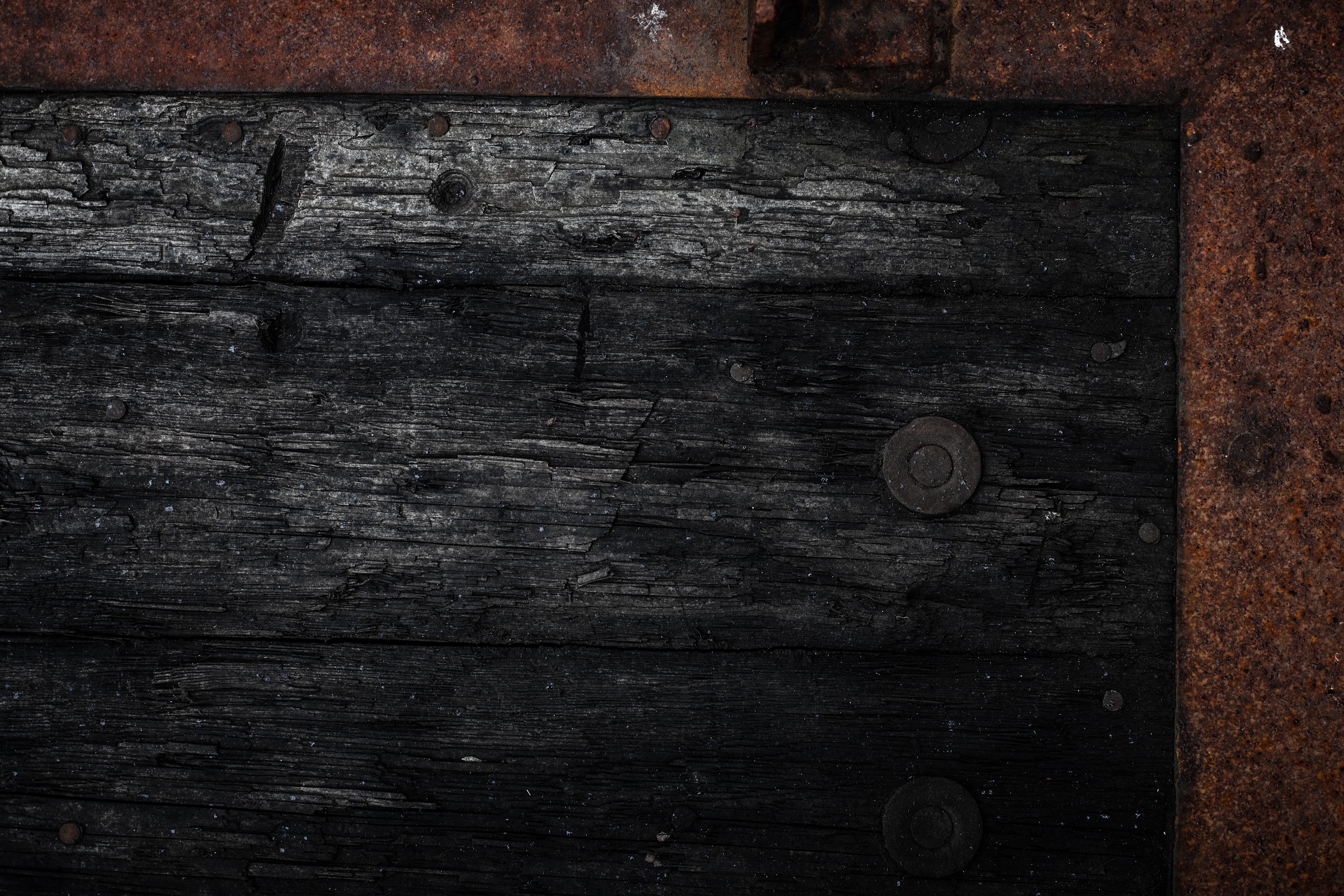 Black Rotting Wooden Frame, Oil, Wood, Vintage, Used, HQ Photo