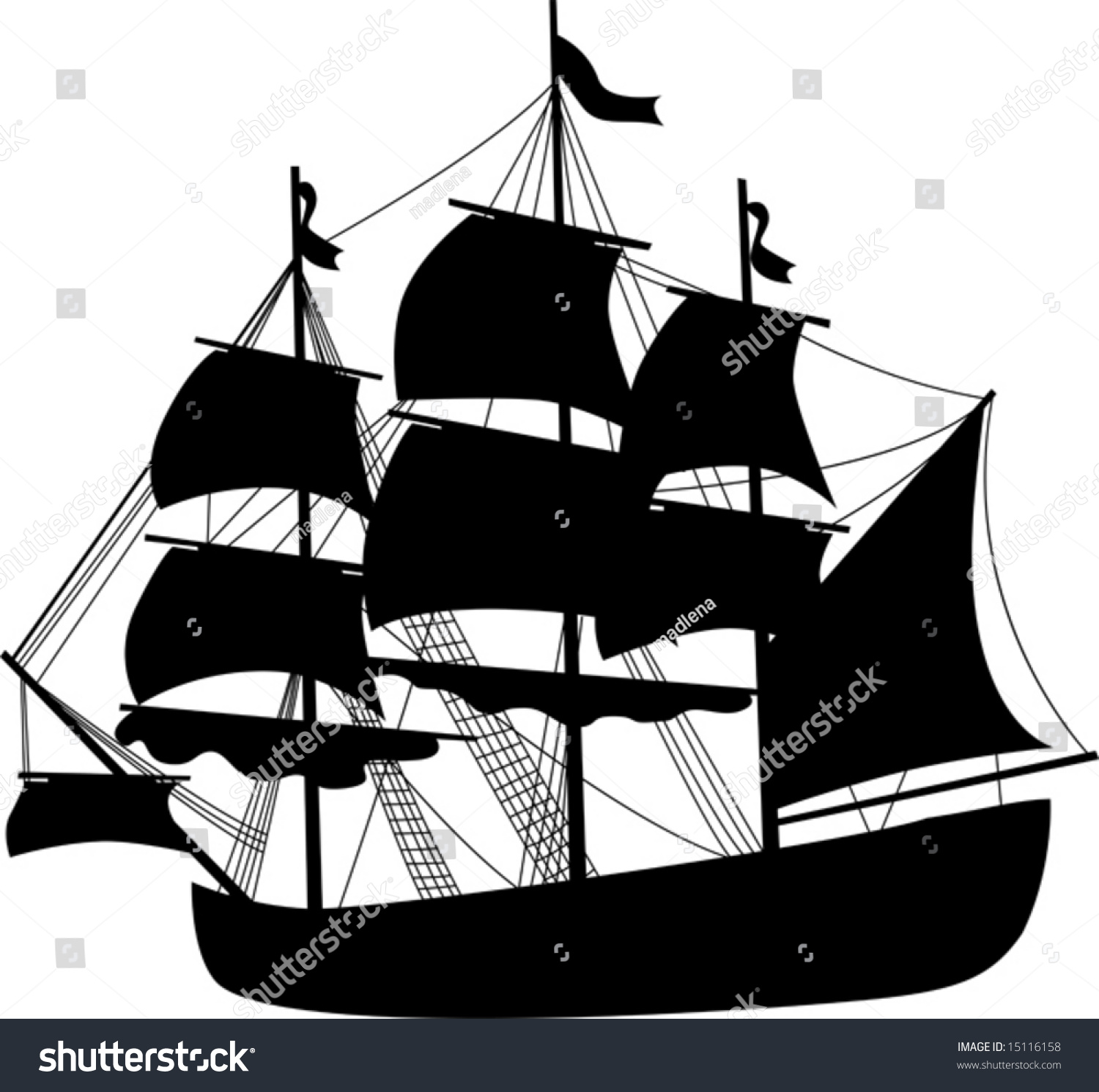 Black Ship Pirates Vector Illustration Stock Vector 15116158 ...