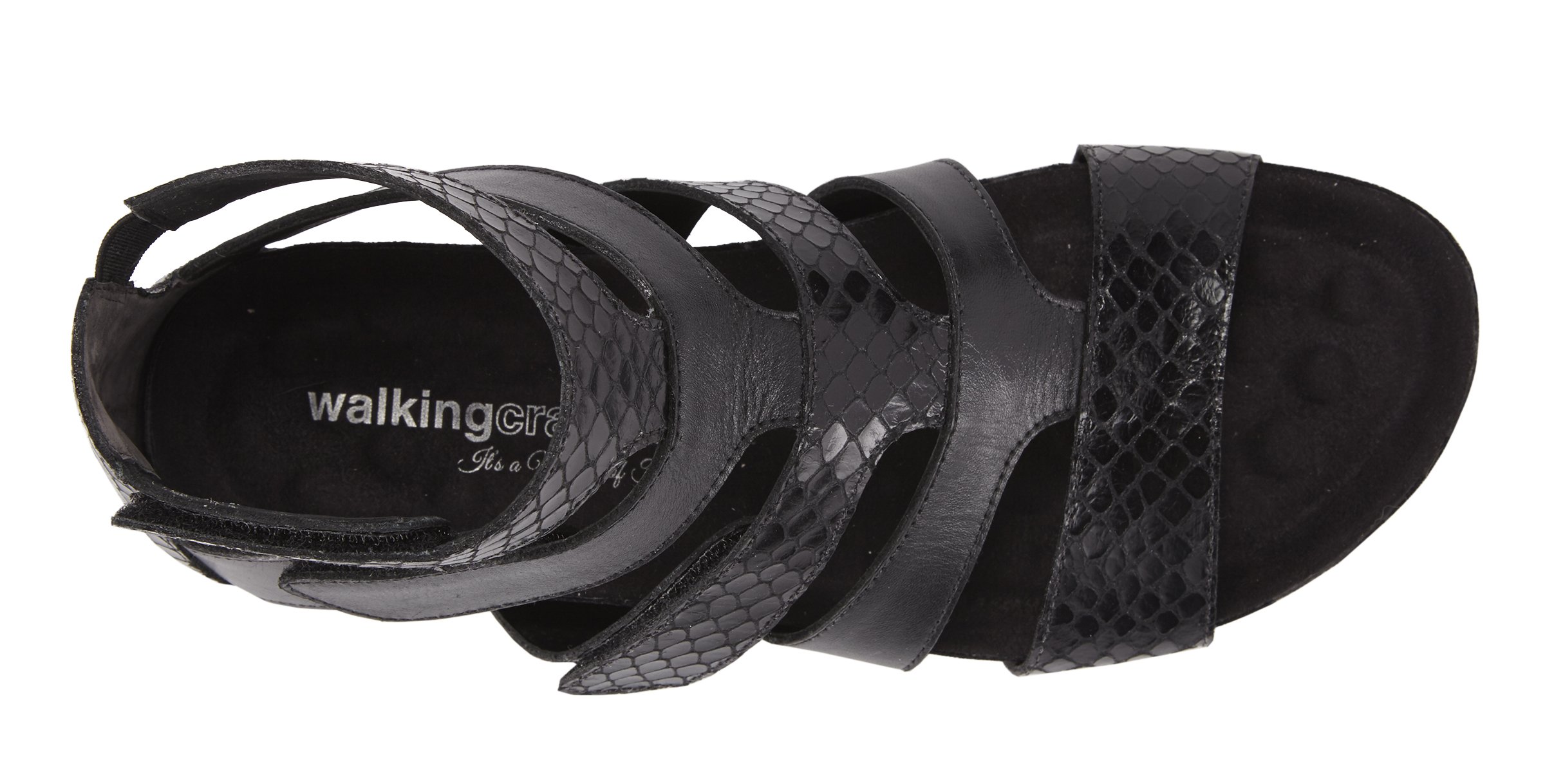 Walking Cradles Pegasus: Black Snake Print/ Black Leather Sandal ...