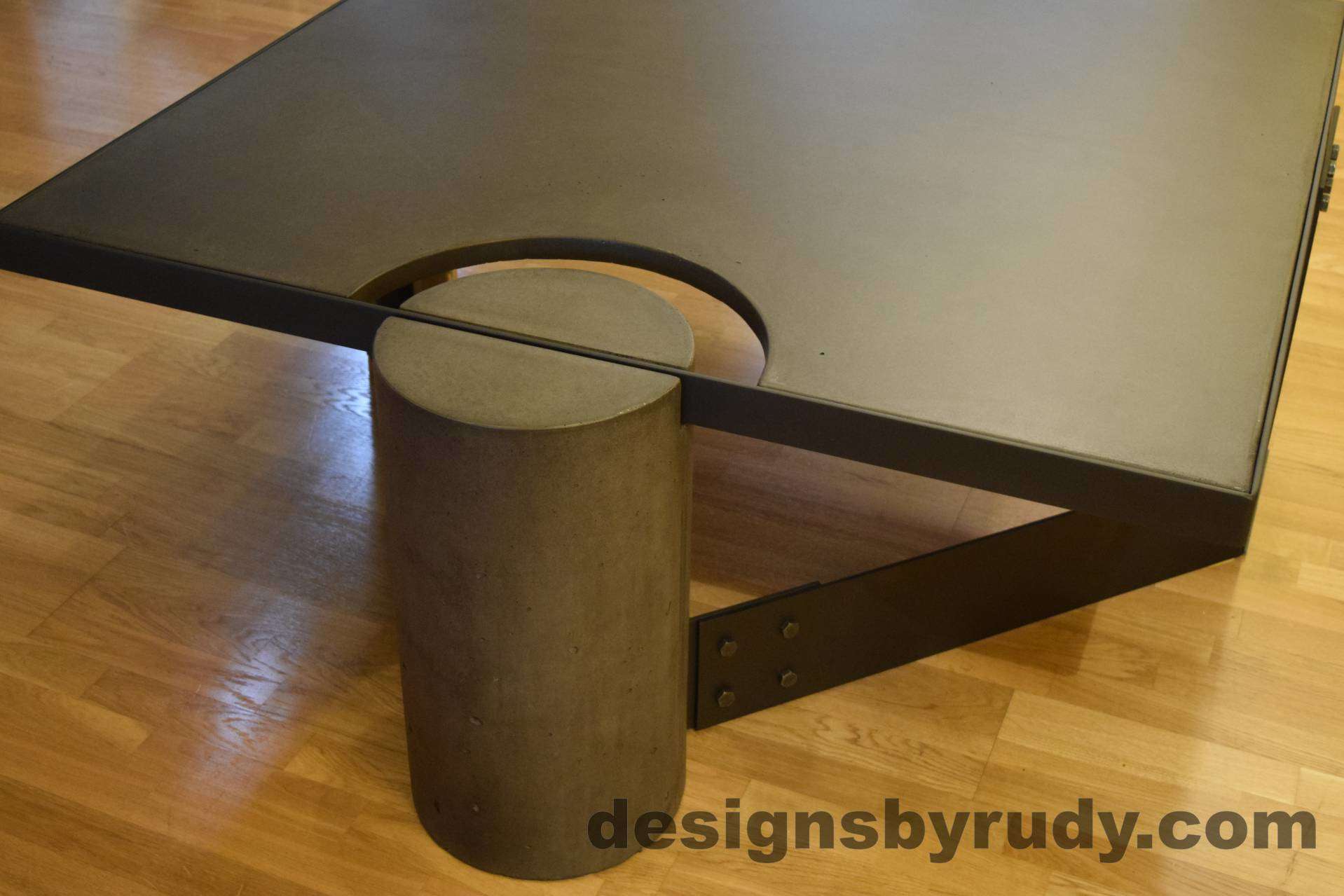 Charcoal Concrete Coffee Table, Black Powder Coated Steel Frame ...