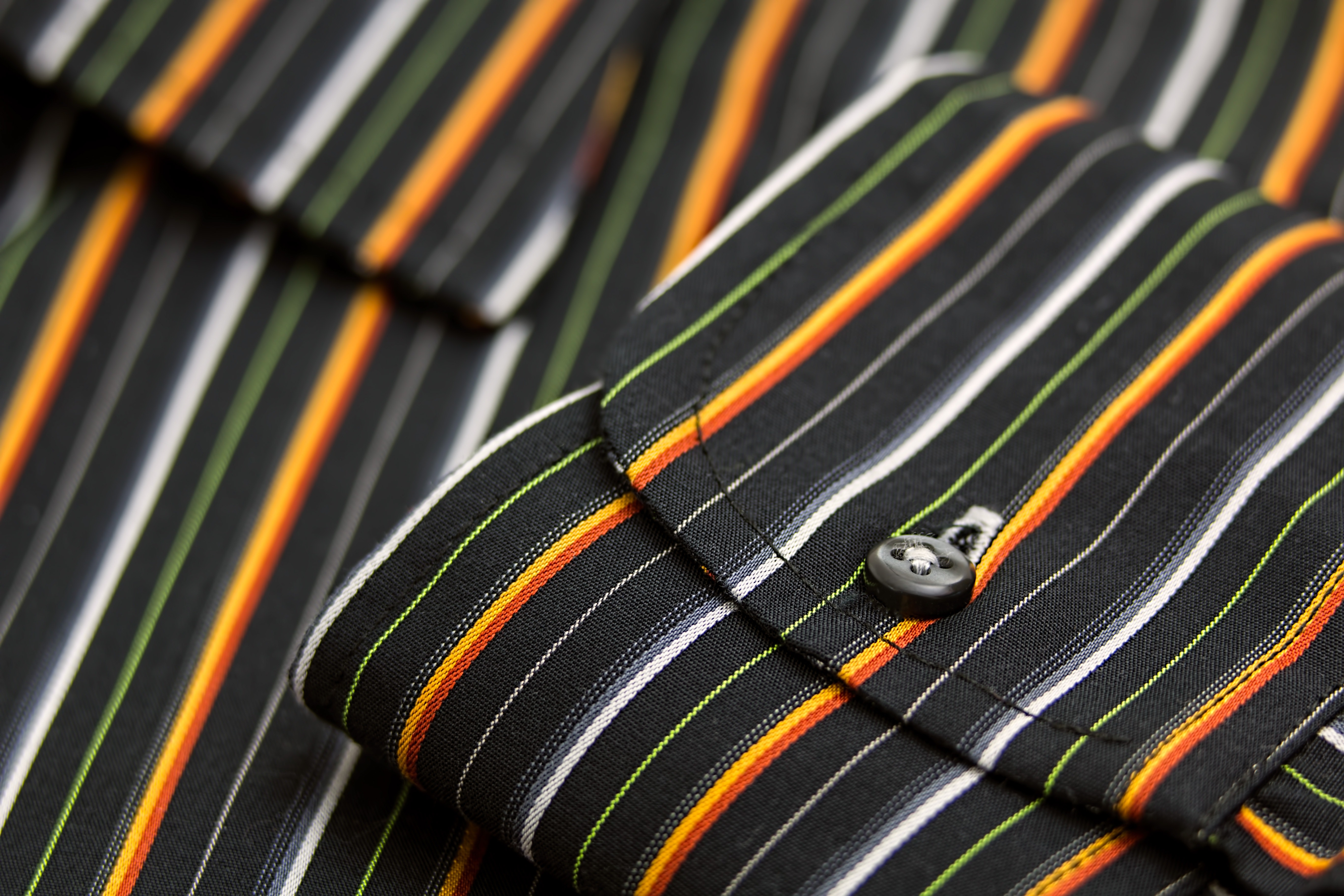 Black White Green Yellow and Orange Pinstripe Pocket, Macro, Texture, Textile, Style, HQ Photo