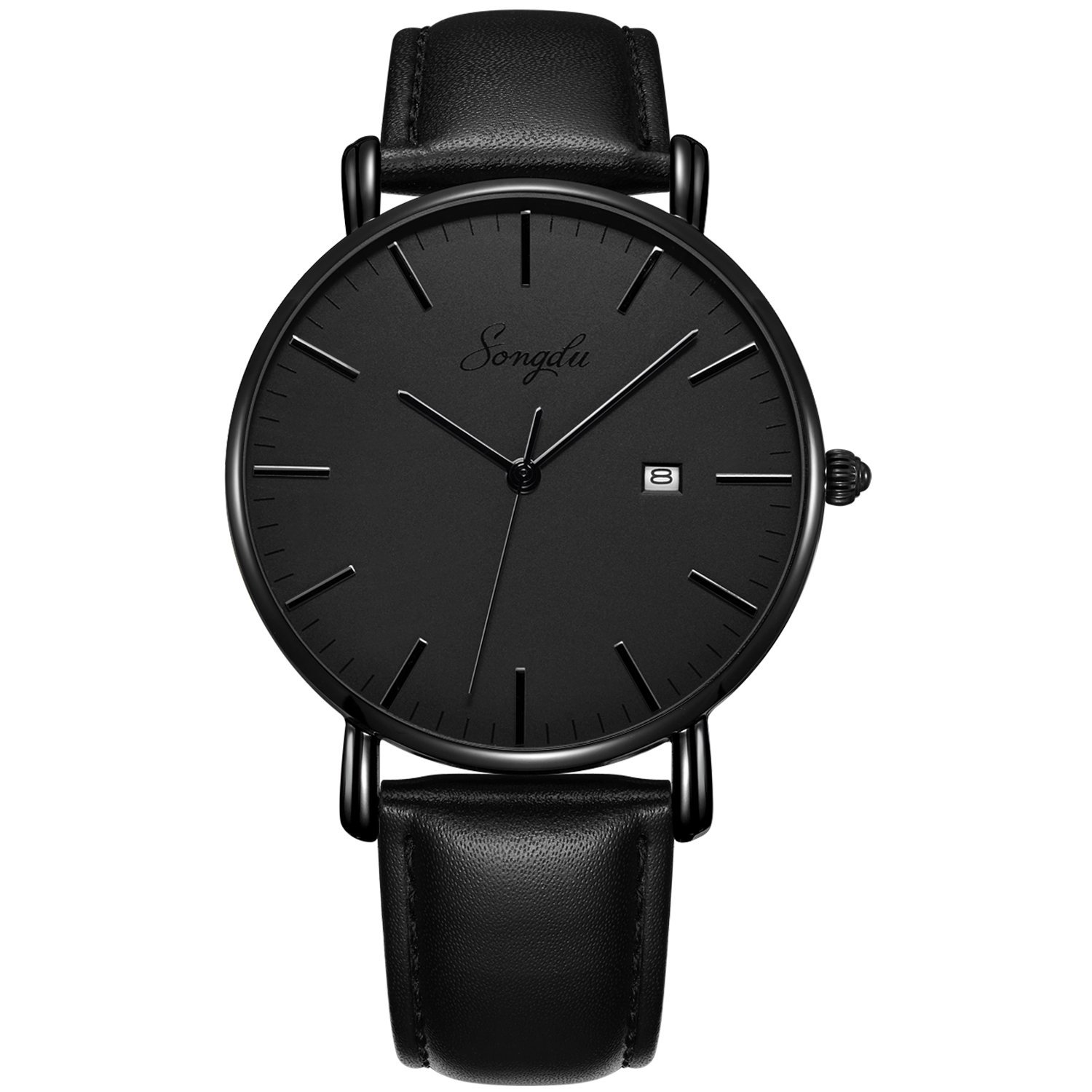 Amazon.com: SONGDU Men's Ultra-Thin Quartz Analog Date Wrist Watch ...