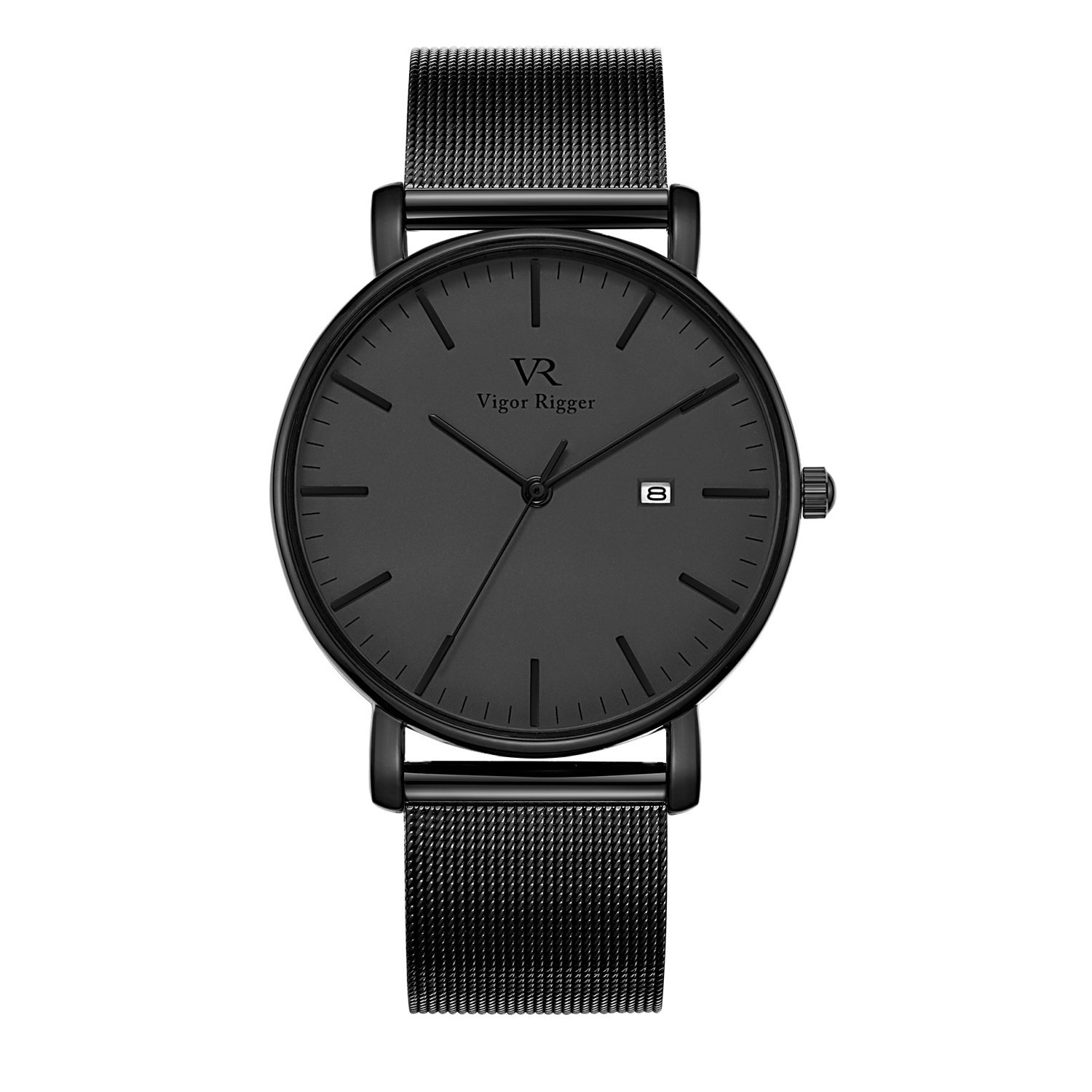 Vigor Rigger Men's Quartz Watch Ultra-Thin Black Wristwatch for Men ...