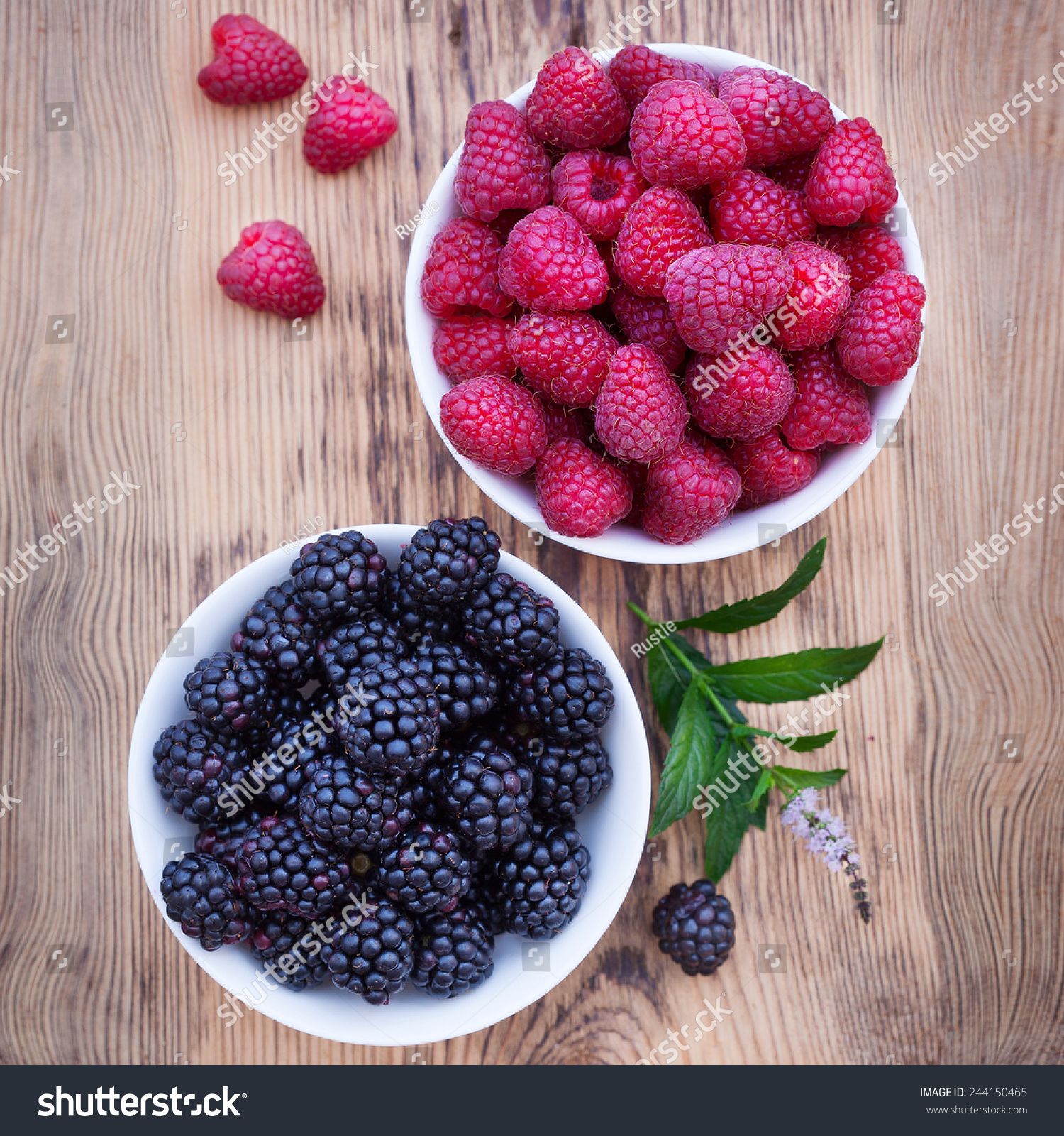 Fresh Blackberries Raspberries White Cup On Stock Photo 244150465 ...