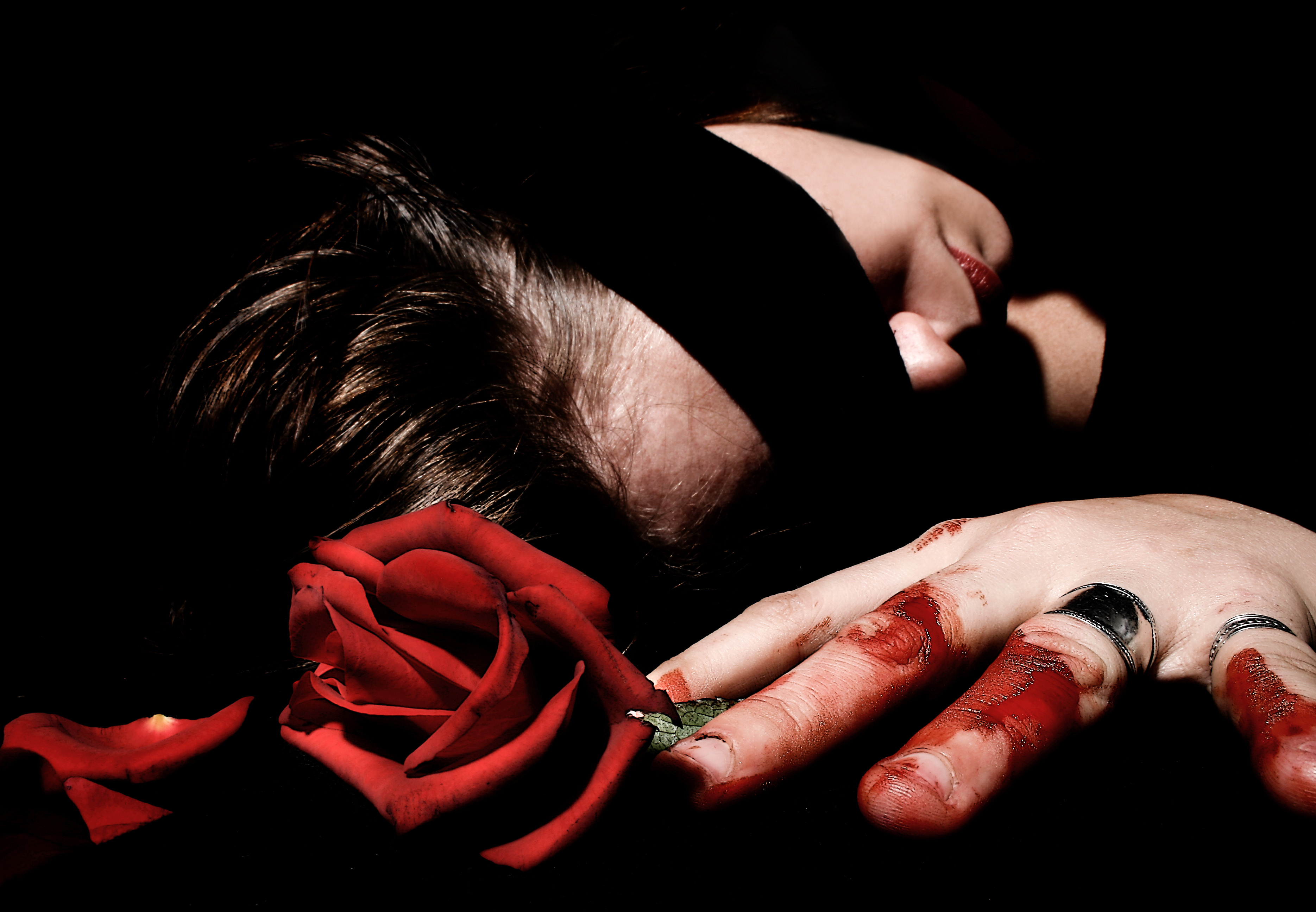 Blind love, Woman, Red, Wallpaper, Thorns, HQ Photo