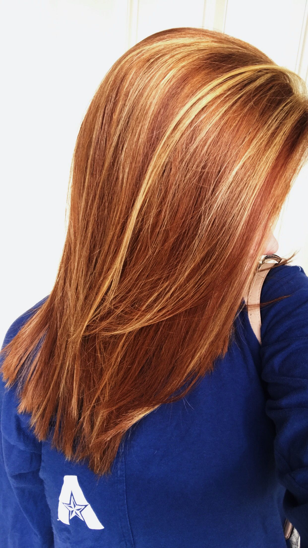 Natural red hair with auburn lowlights blonde highlights medium ...