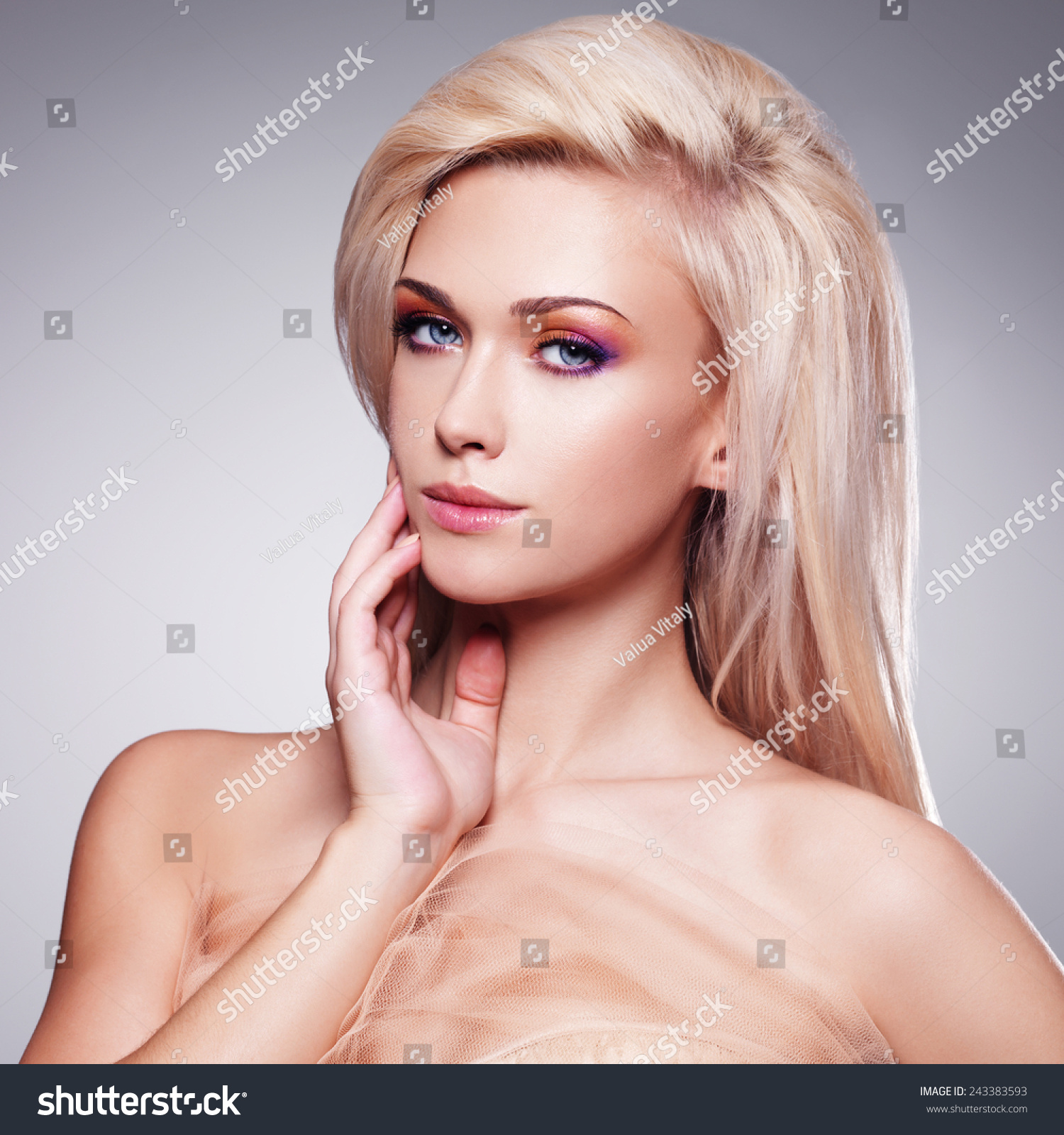 Portrait Beautiful Sensual Blonde Woman Posing Stock Photo & Image ...