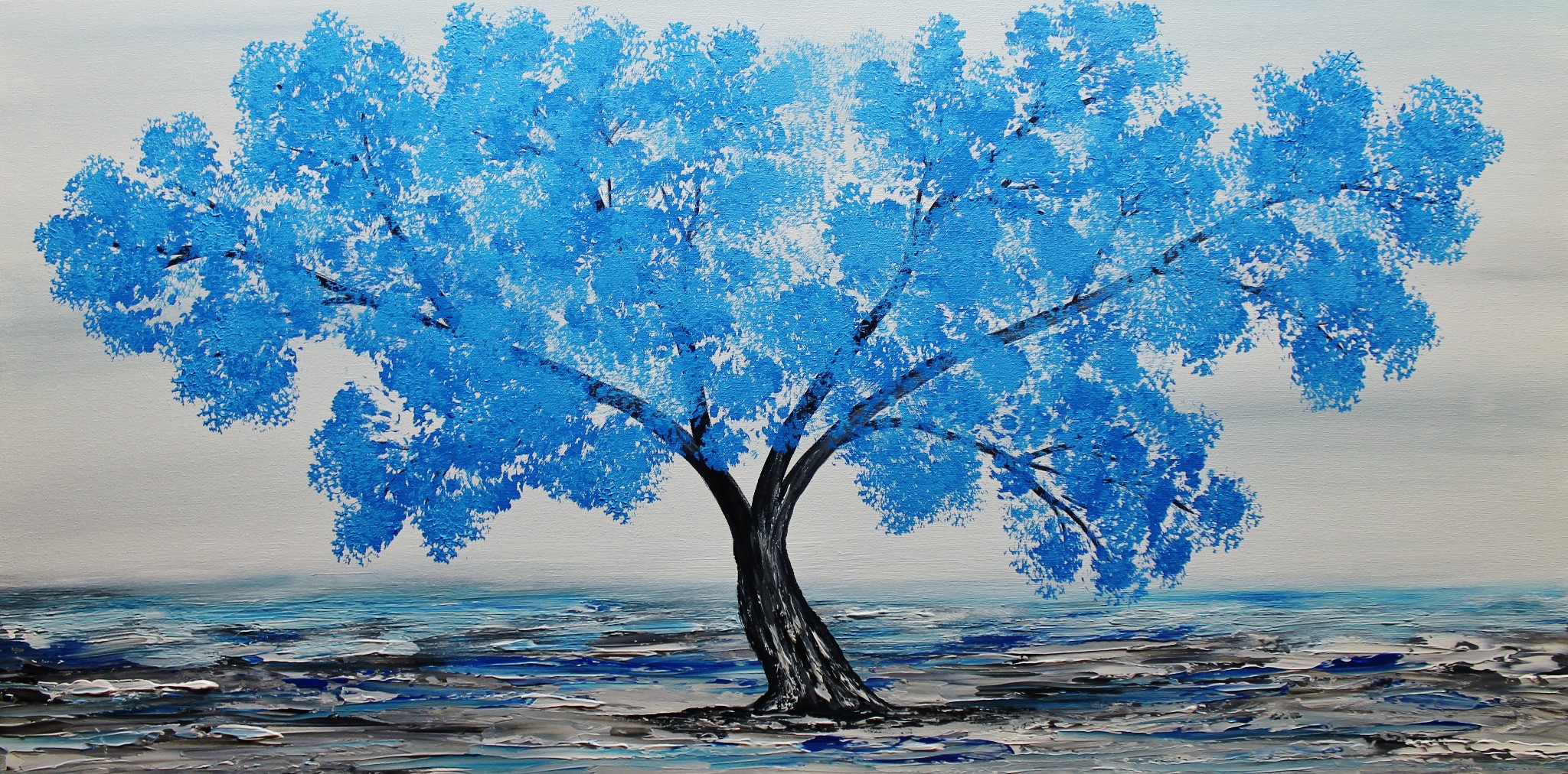 Blue Blooming Tree. by perfectartvio - Vango Original Art