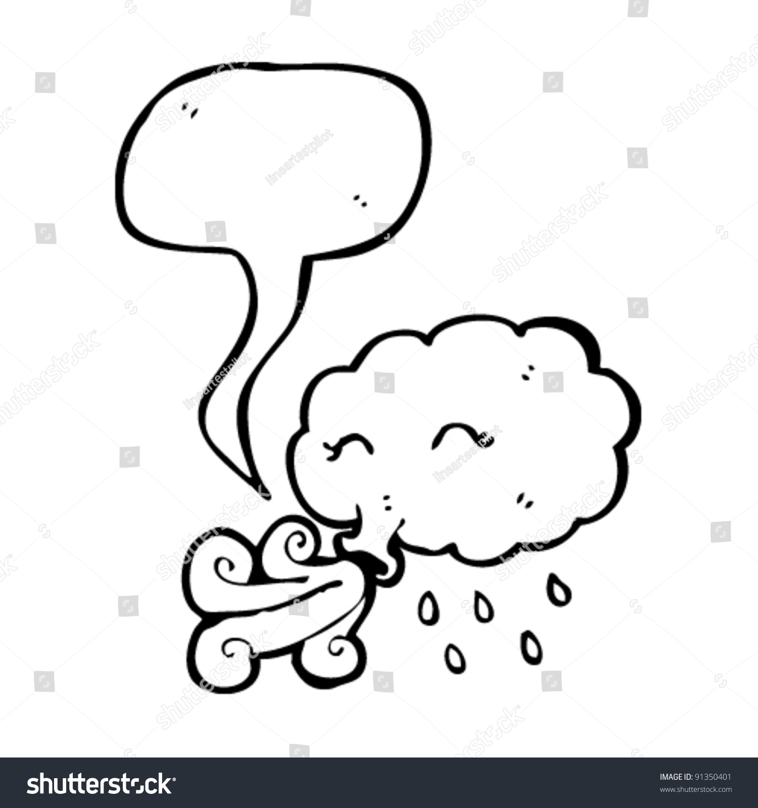 Wind Blowing Cloud Cartoon Stock Vector HD (Royalty Free) 91350401 ...