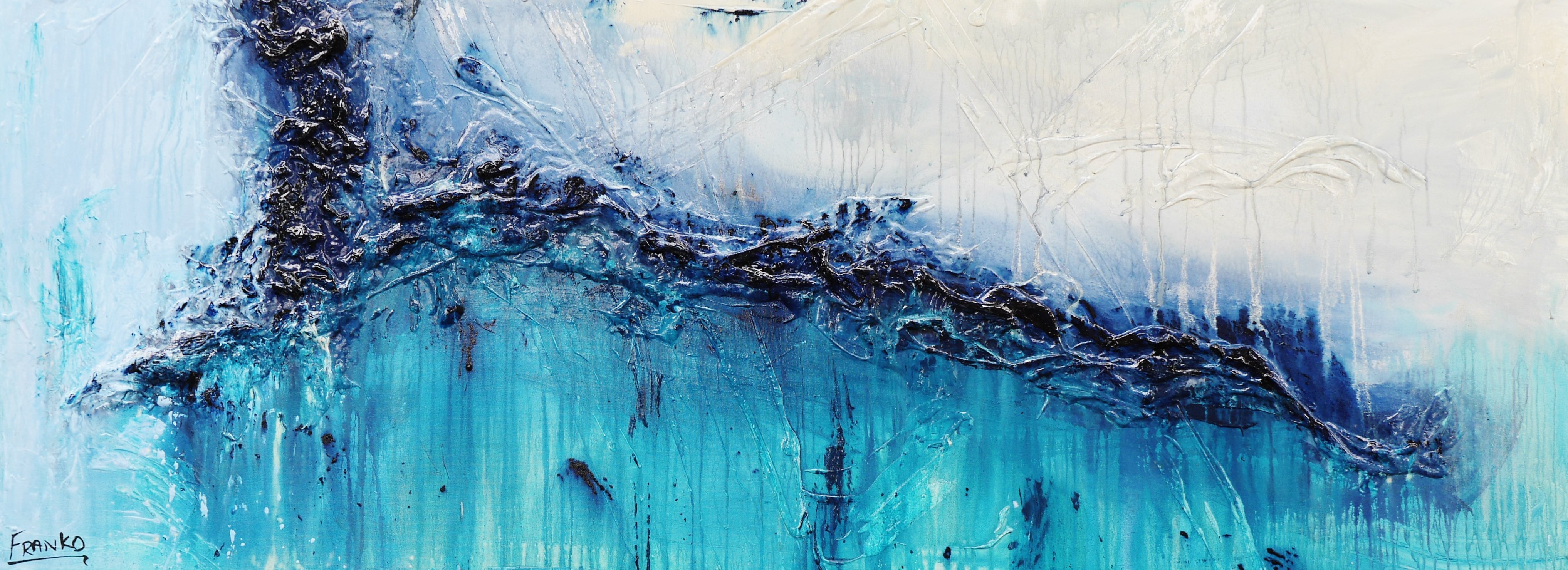 Natures Best 160cm x 60cm Blue Abstract Painting