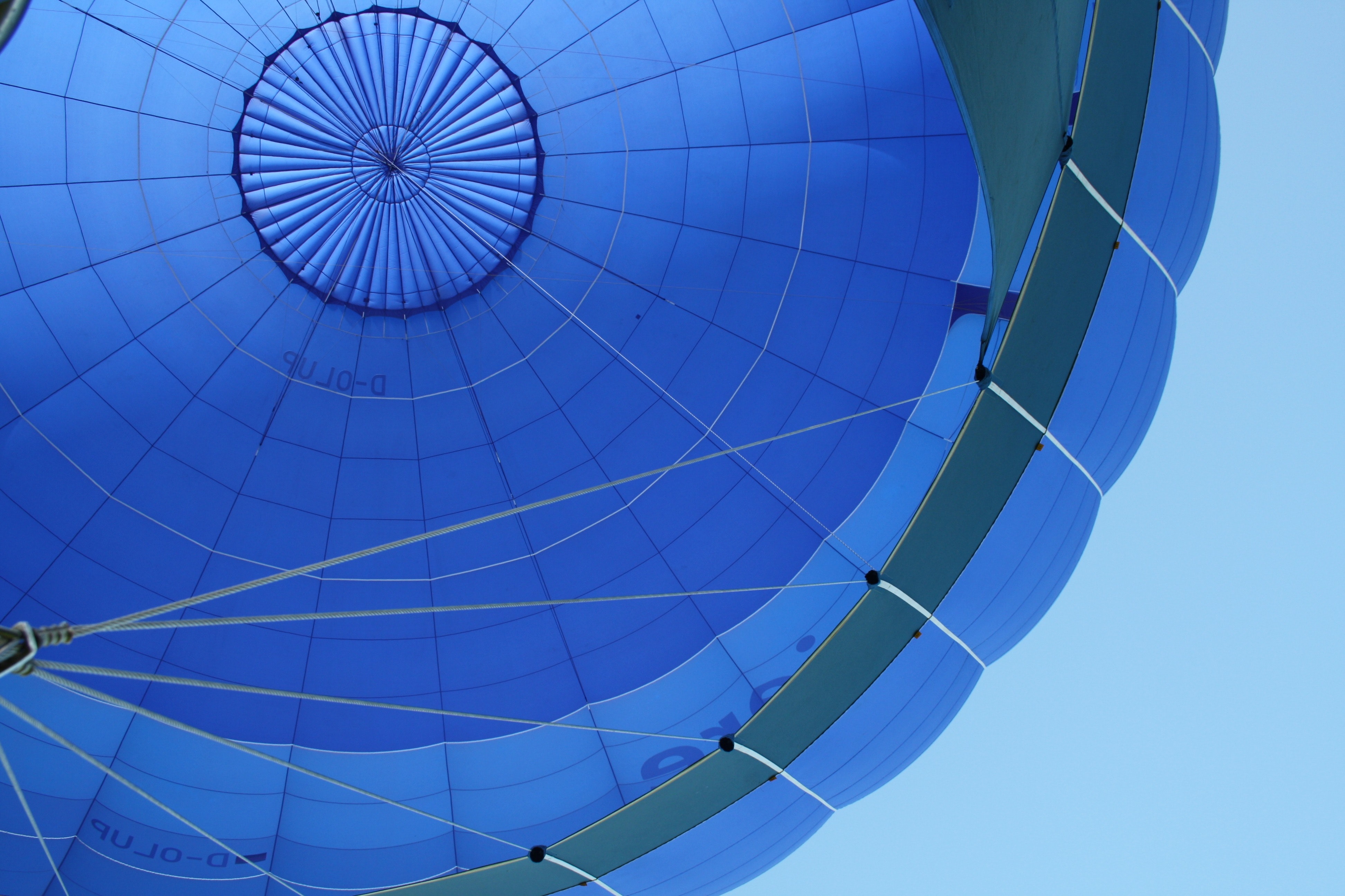 Blue and gray hot air balloon photo