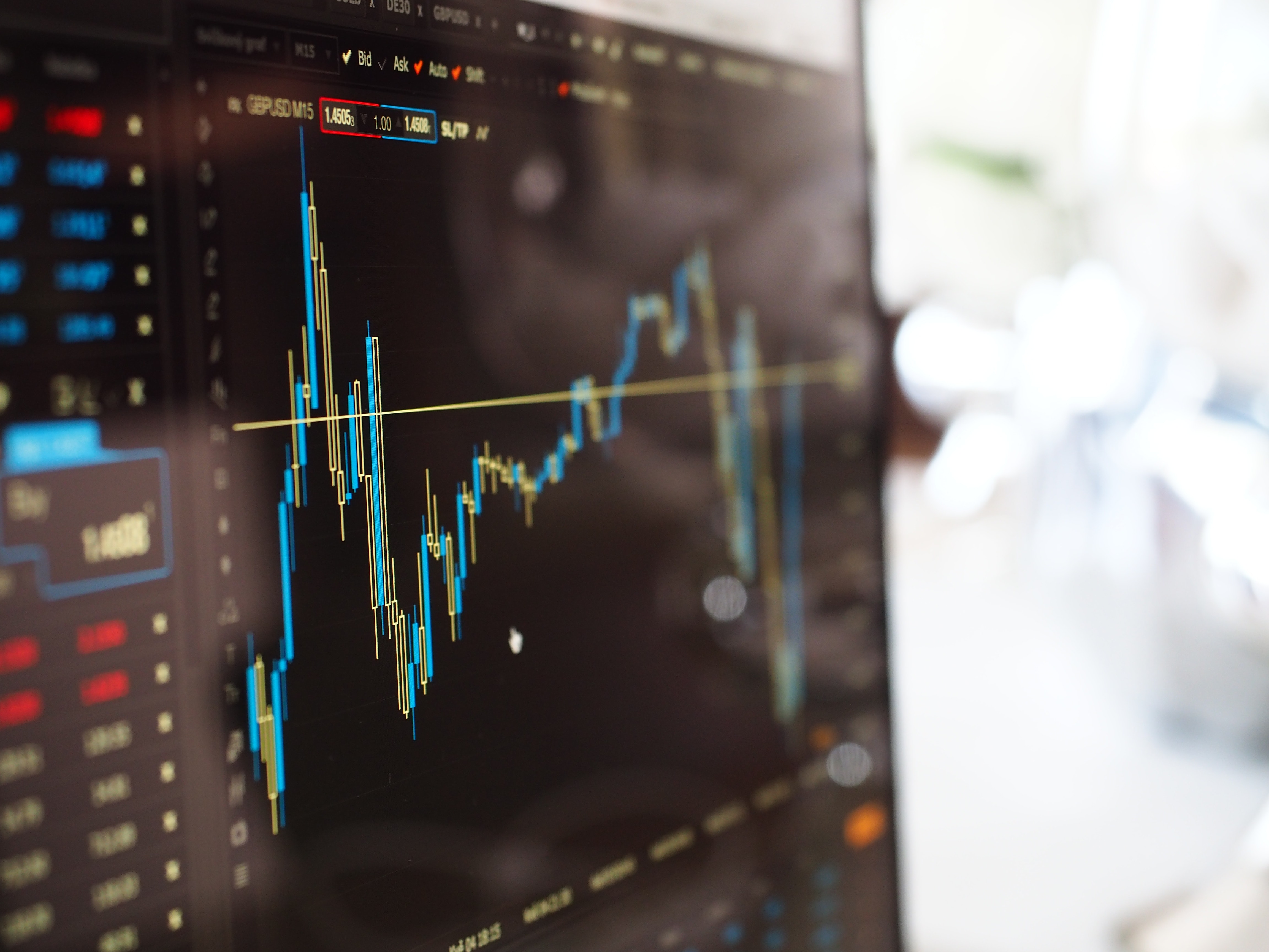 Blue and Yellow Graph on Stock Market Monitor, Blur, Business, Chart, Computer, HQ Photo