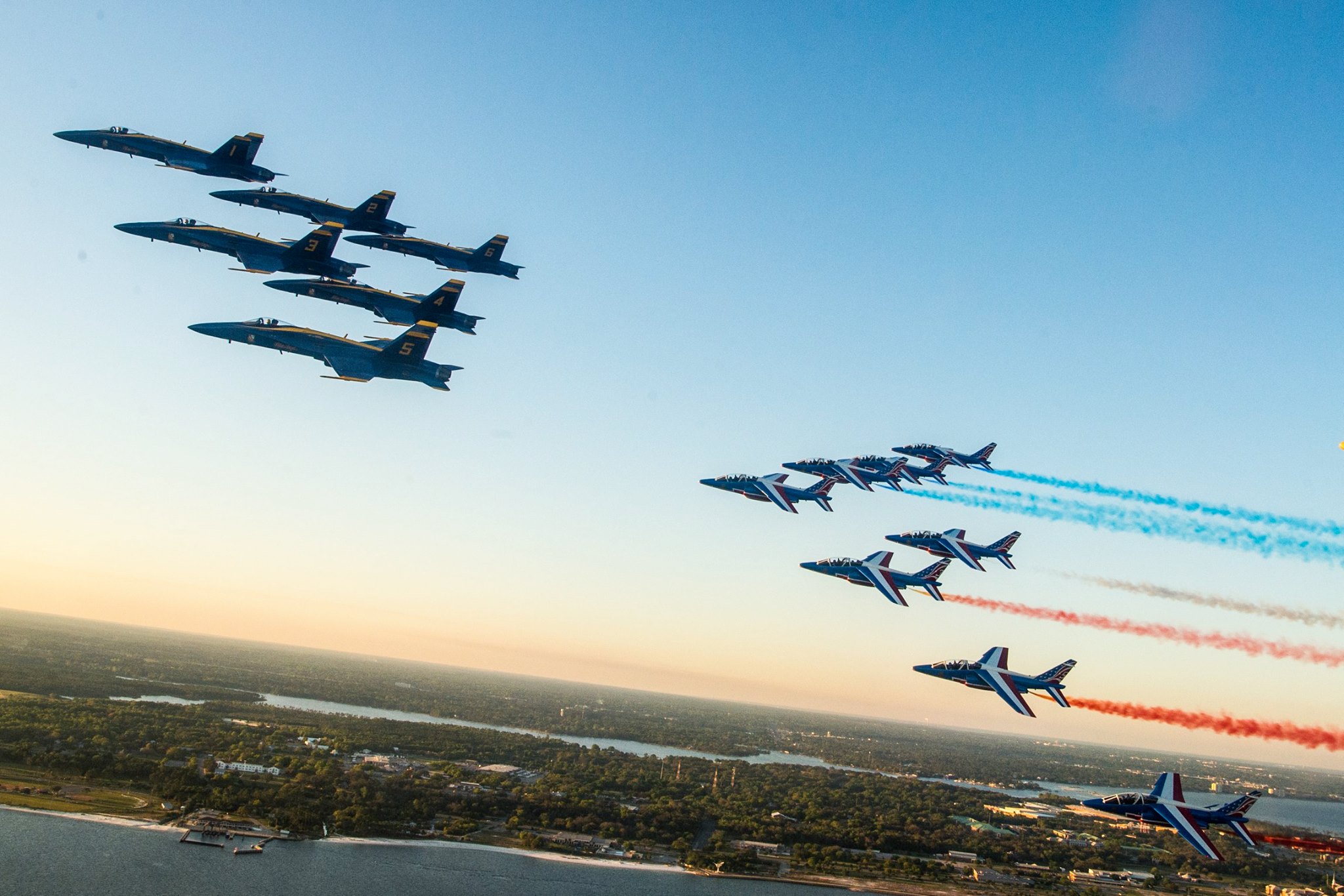 RARE SIGHT: Blue Angels and Patrouille de France Fly Together ...