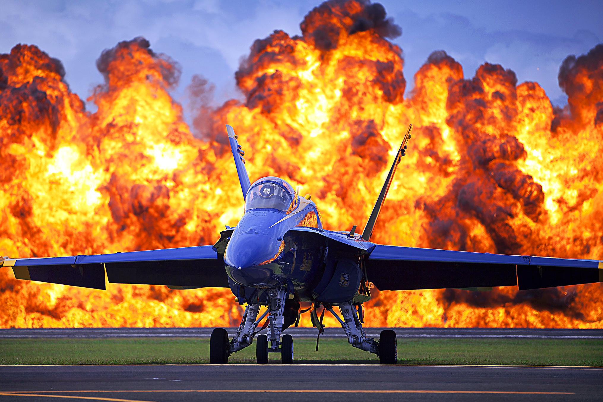 Blue Angels Jet, Aircraft, Blue, Burning, Fire, HQ Photo