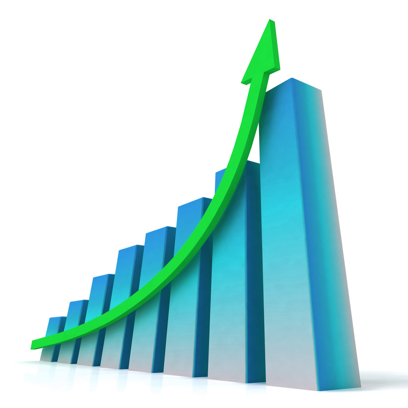 Blue bar chart shows increased profit photo