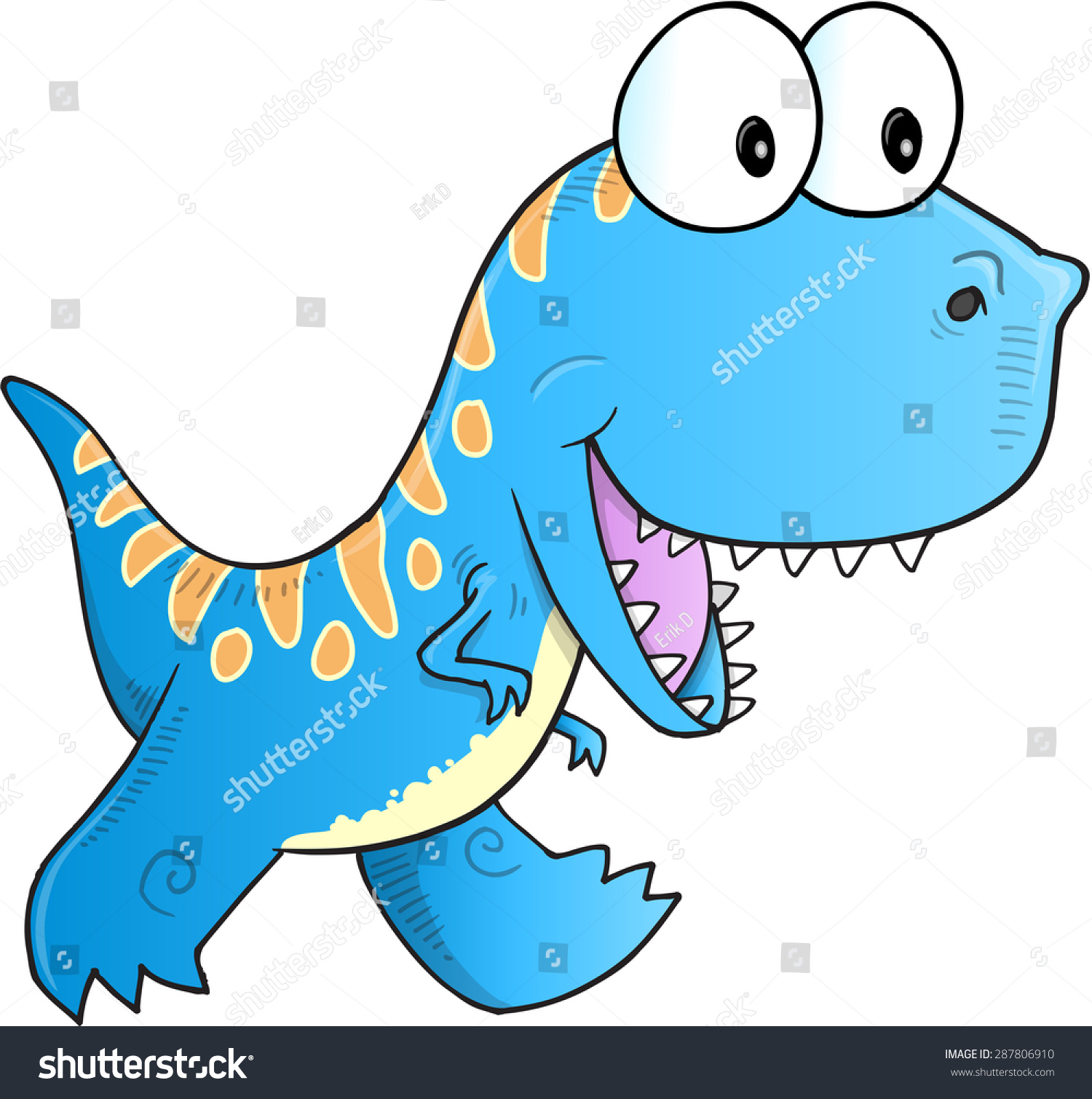 Cute Blue Dinosaur Vector Illustration Art Stock Vector 287806910 ...