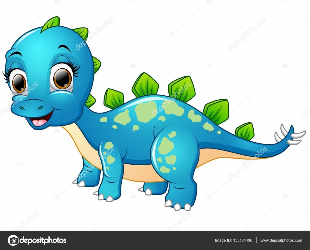 Happy blue dinosaur cartoon — Stock Vector © dualoro #133184496