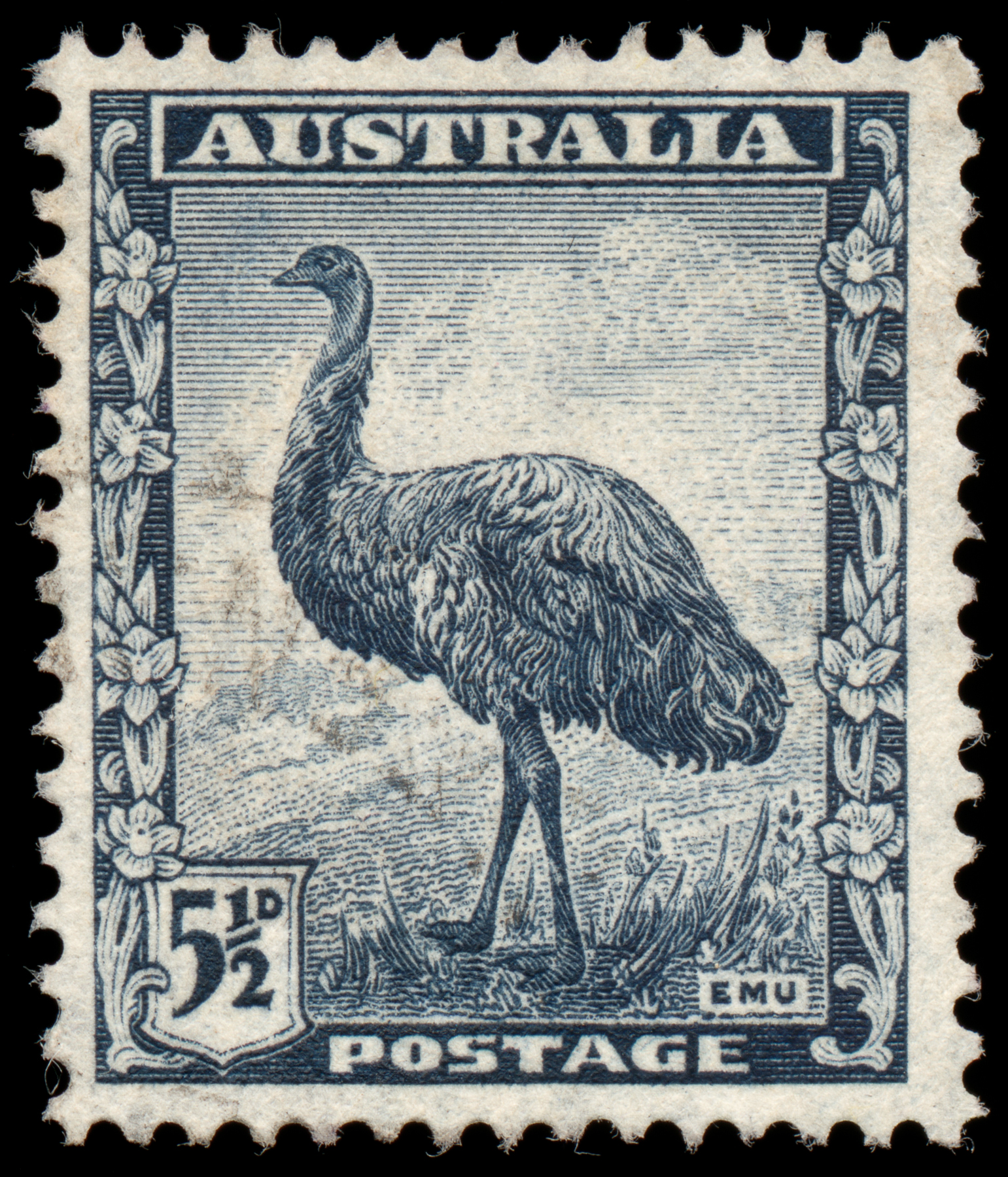 Blue Emu Stamp, 1, Picture, Rectangle, Postmark, HQ Photo