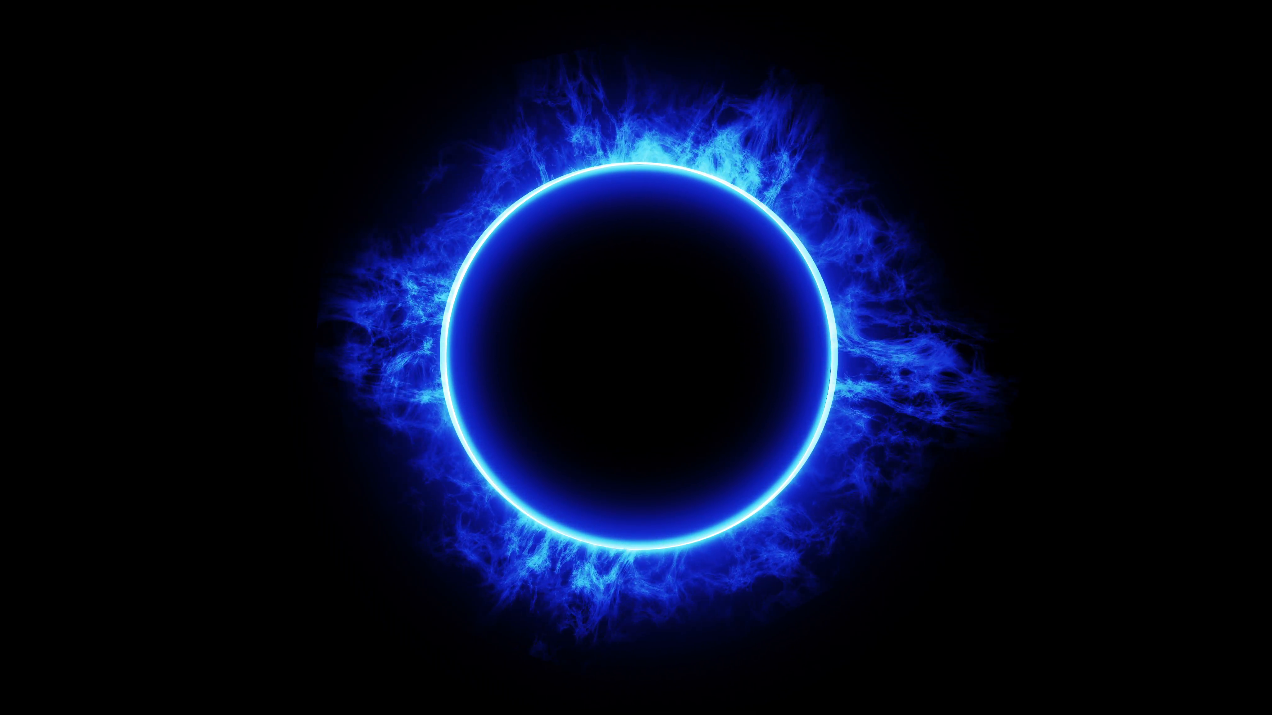 Circle Fire with Blue Flame on Black Background Motion Background ...