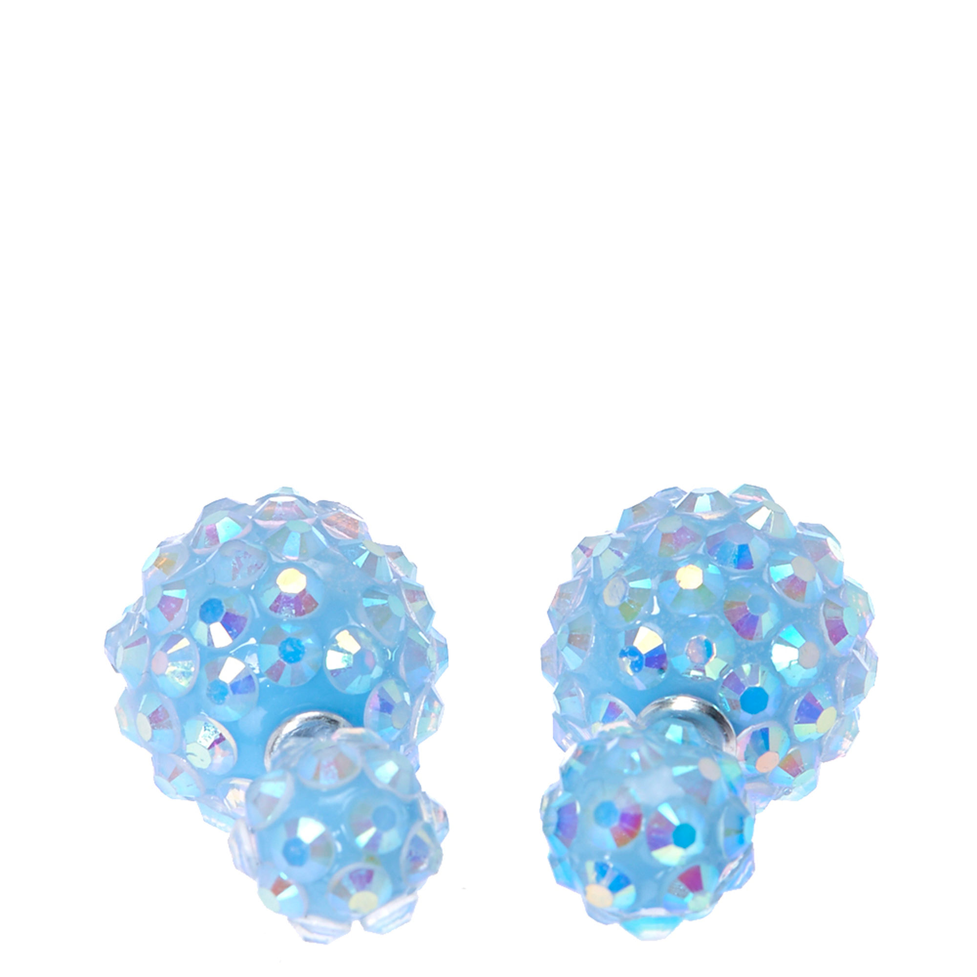 Light Blue Fireball Front & Back Stud Earrings | Icing CA