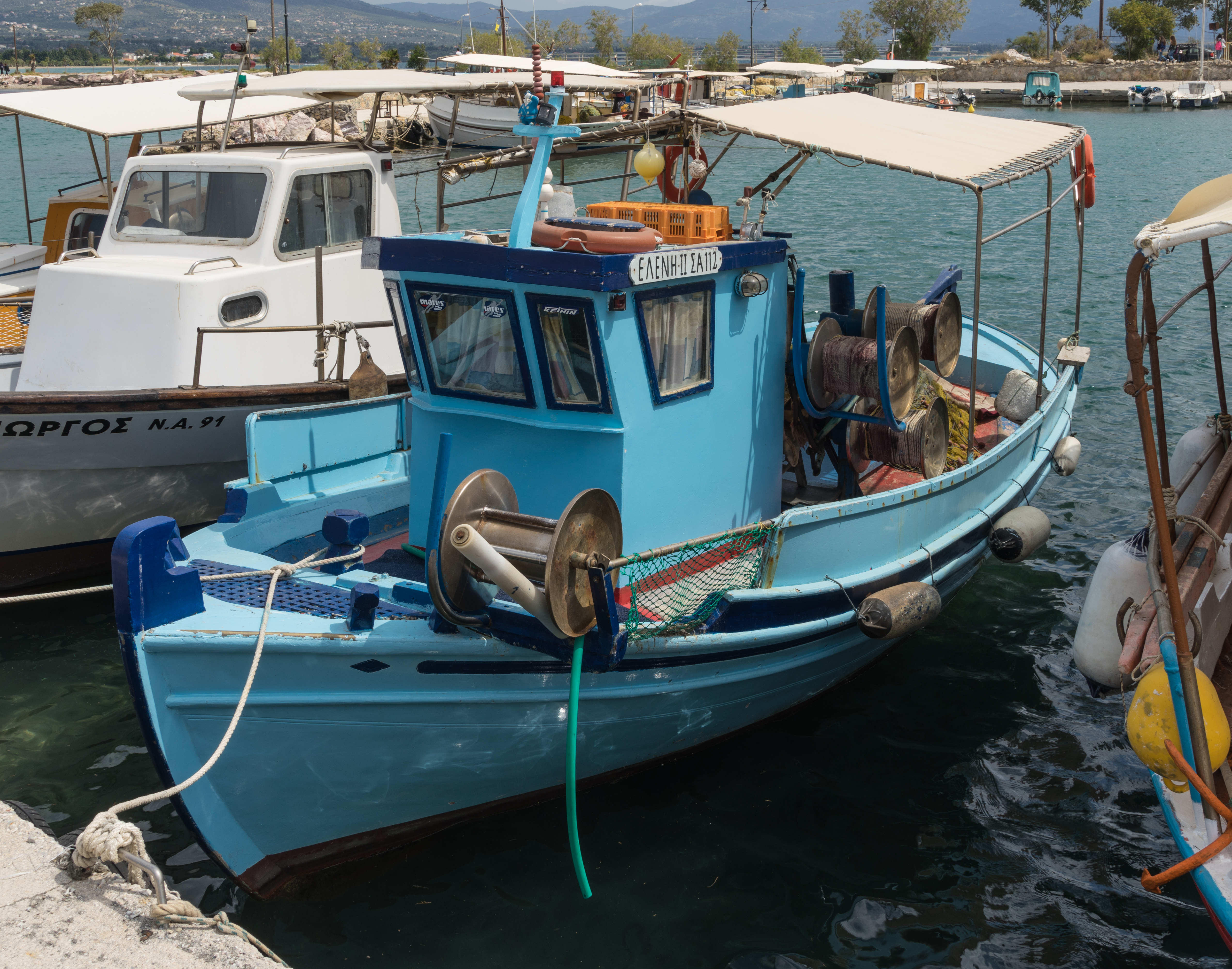 File:Blue fishing boat harbour Eretria Euboea Greece.jpg - Wikimedia ...