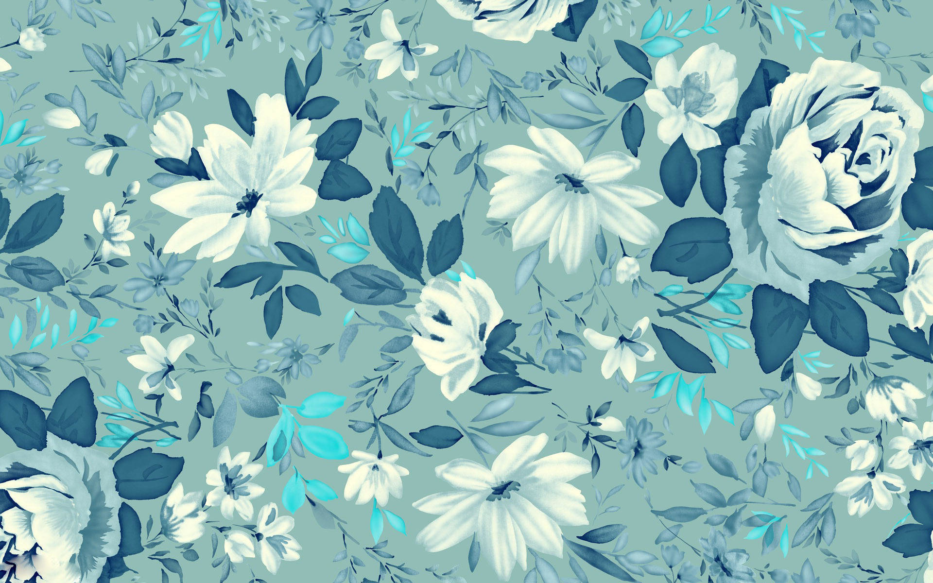 Blue Floral Background ·①