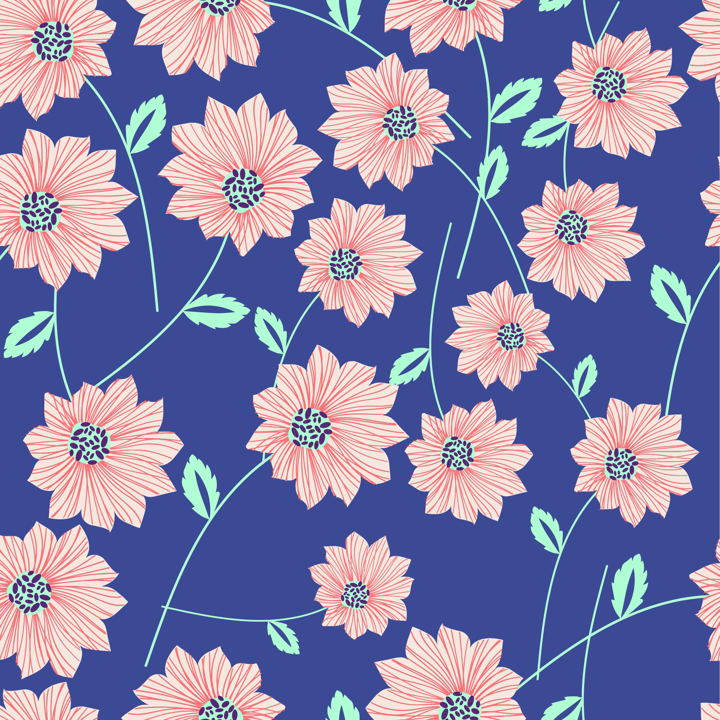Seamless Blue Floral Pattern Icons PNG - Free PNG and Icons Downloads