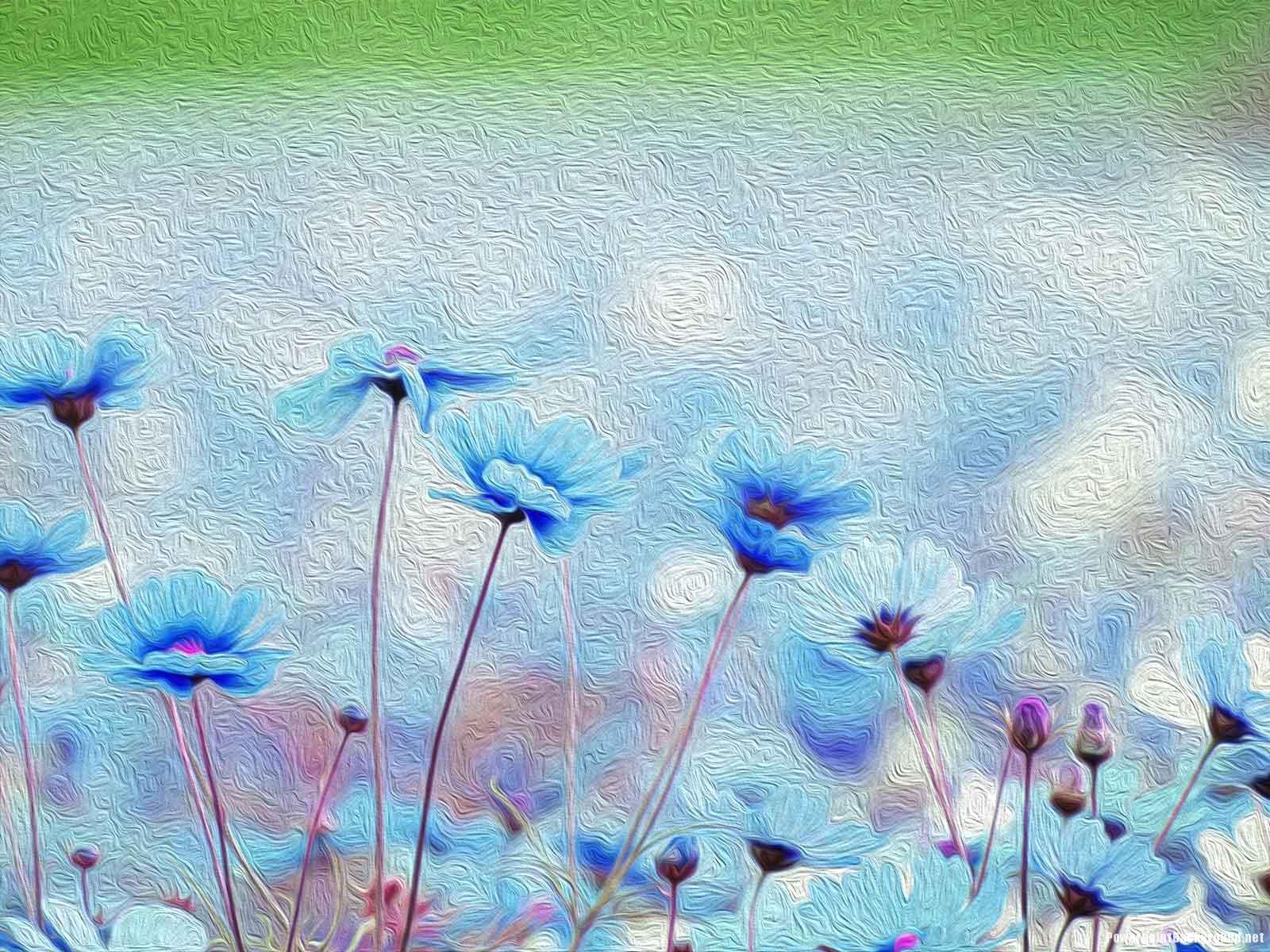 Blue Flower Painting Background – Powerpoint Background