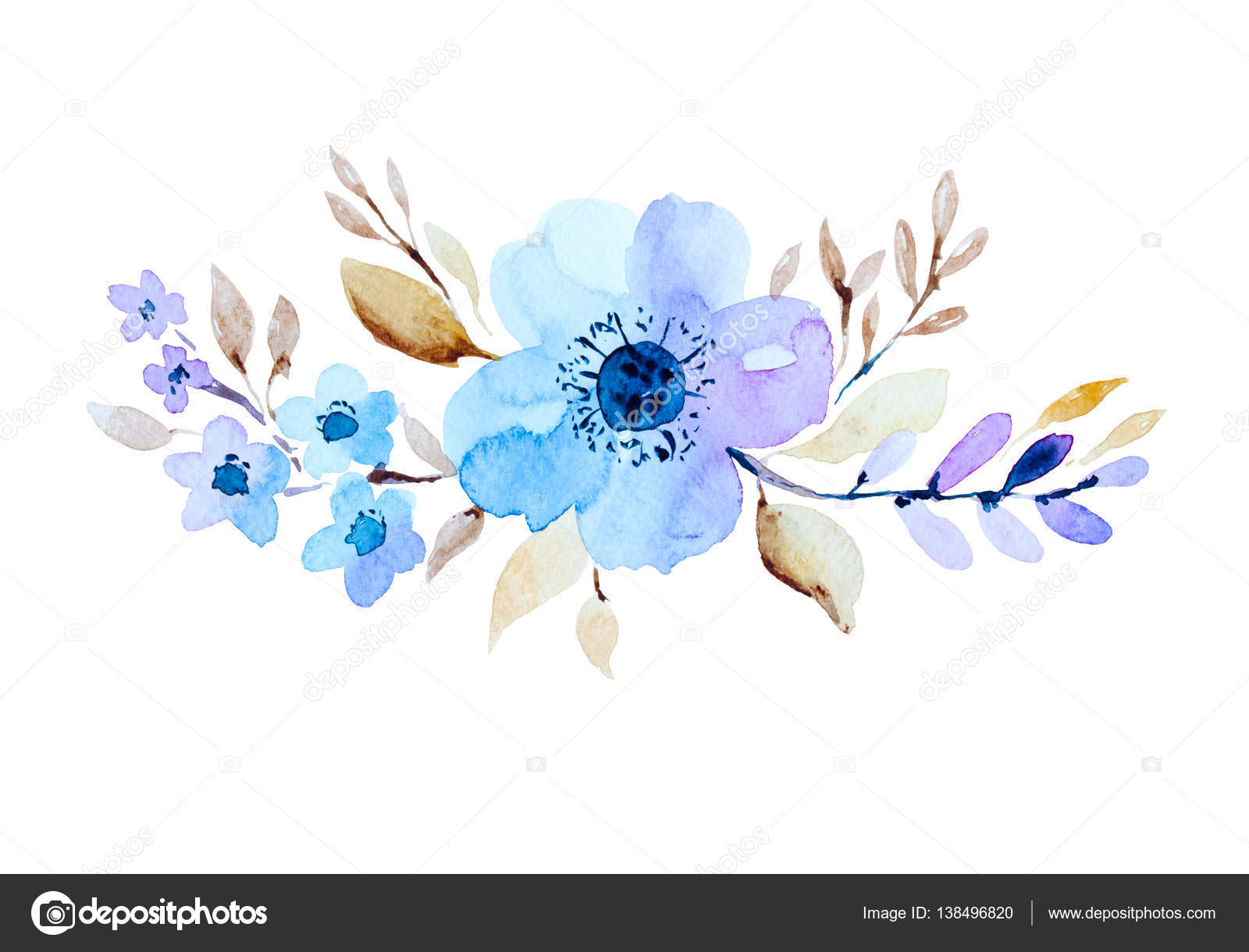 Background with watercolor blue flowers. — Stock Photo © Yulia337 ...