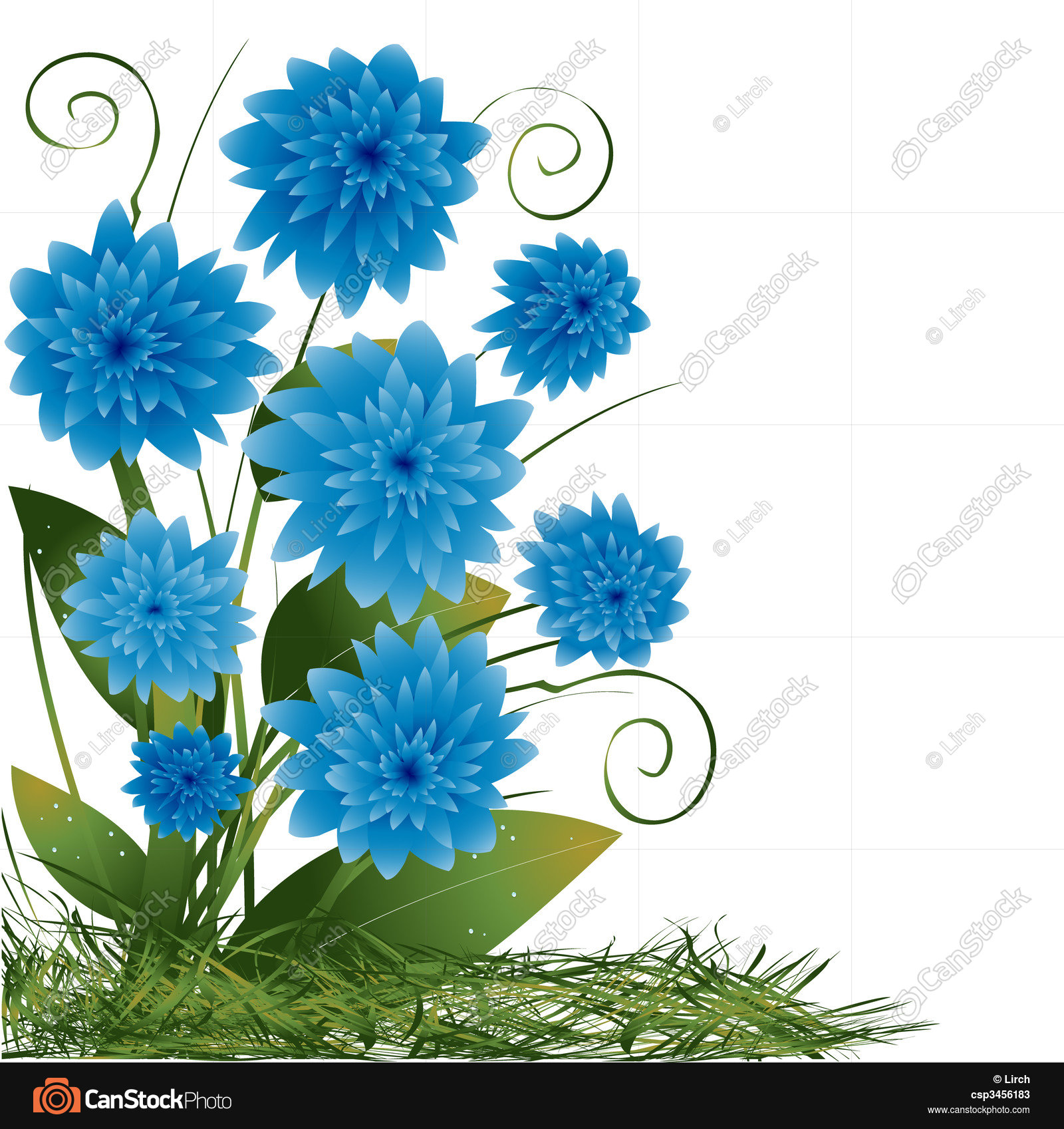 Blue flowers on a white background vectors - Search Clip Art ...