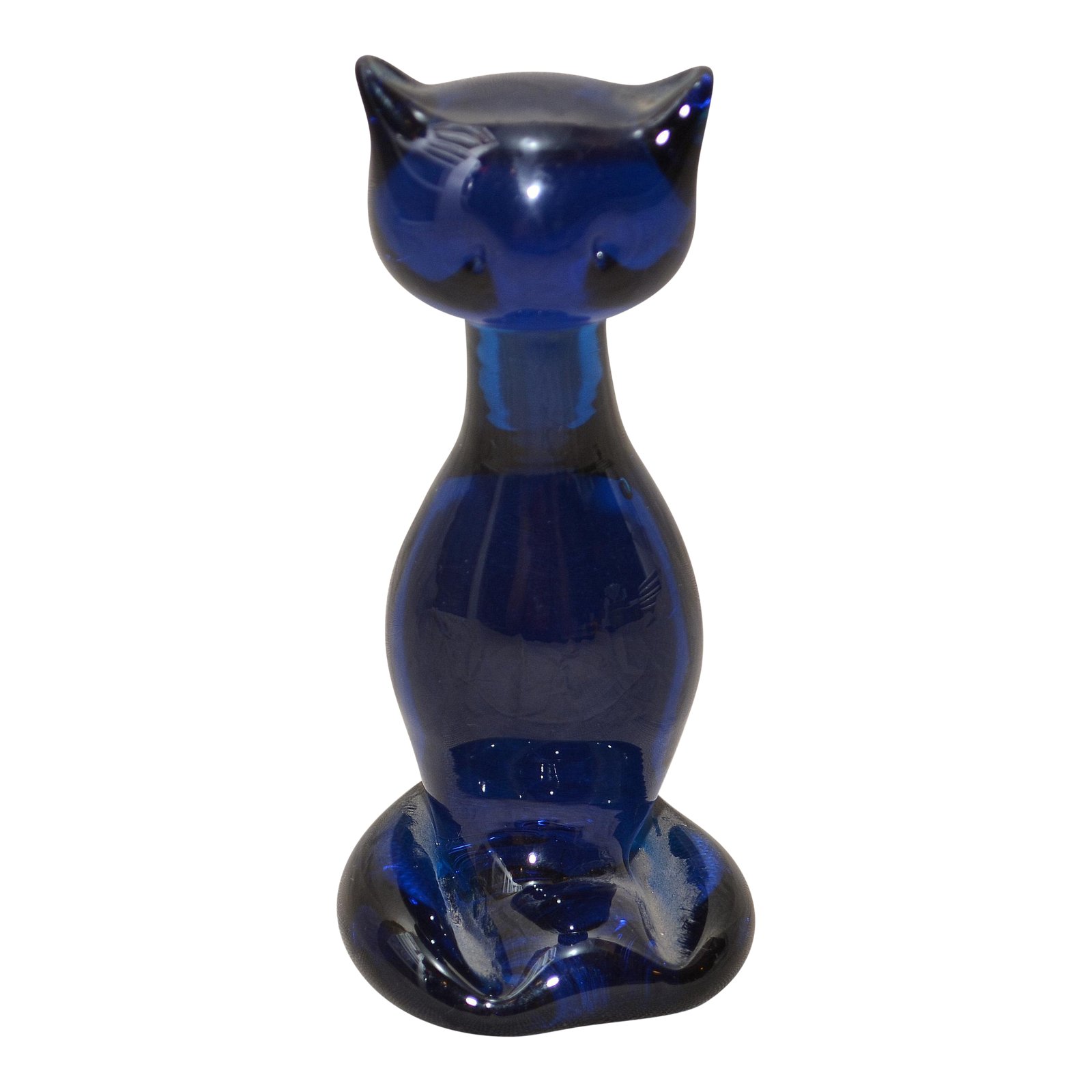 Murano Blue Glass Cat Figurine | Chairish