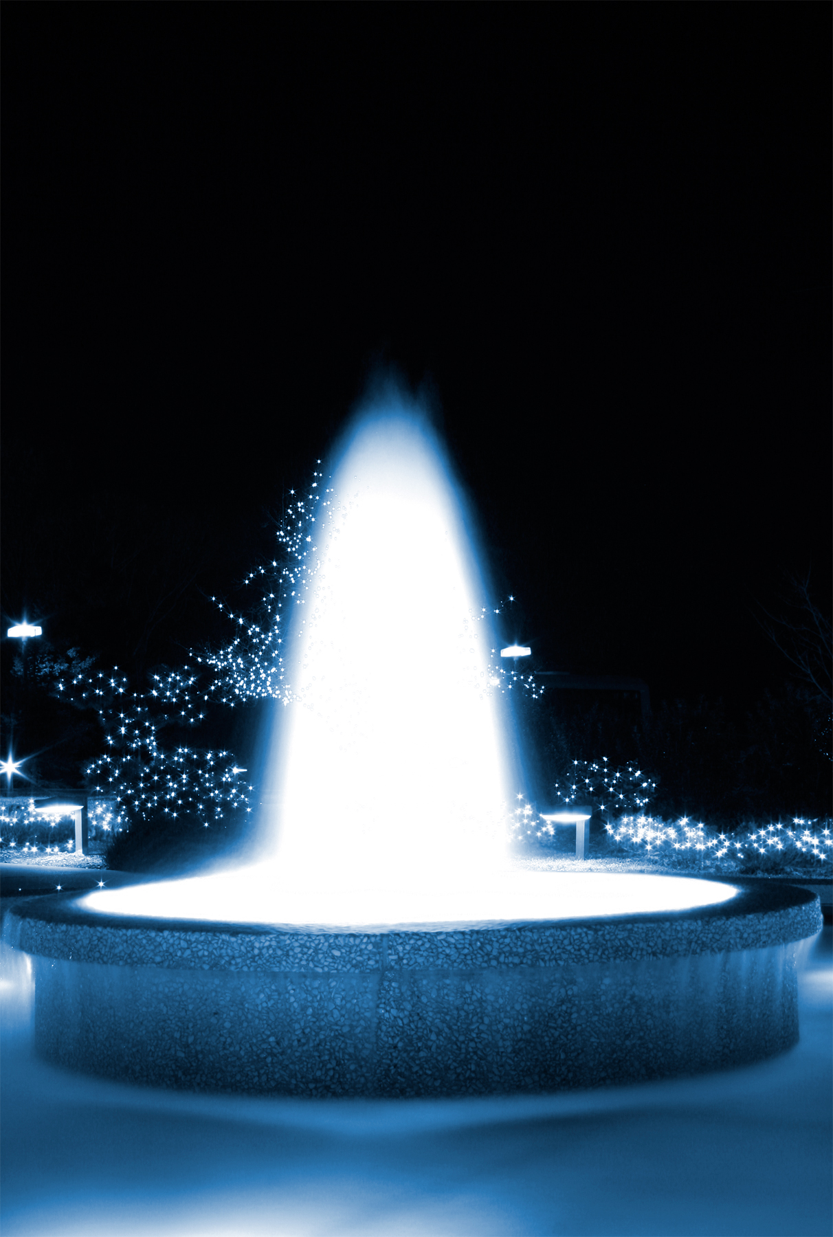 Blue Glowing Fountain, Abstract, Resource, Monochrome, Monotone, HQ Photo
