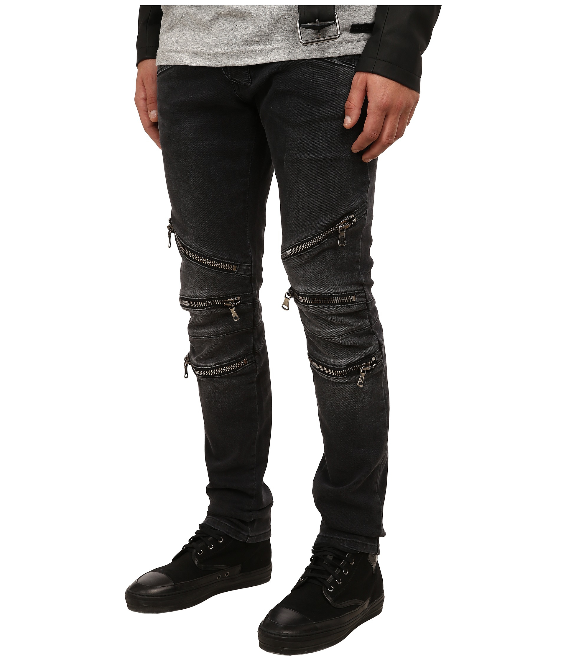 Lyst - Balmain Zipper Jeans in Black for Men