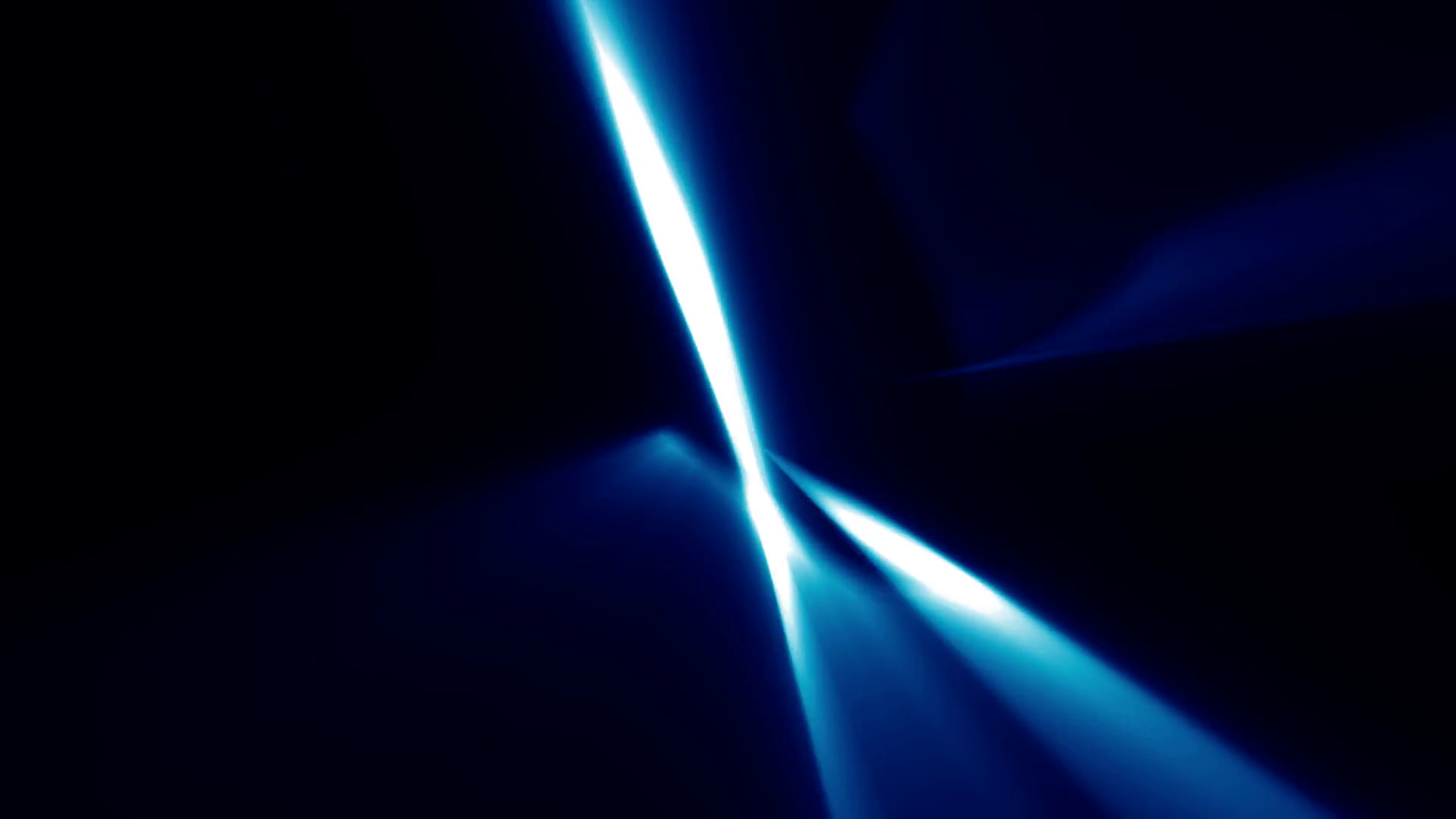 Multiple glowing blue light streaks fly randomly across a black ...
