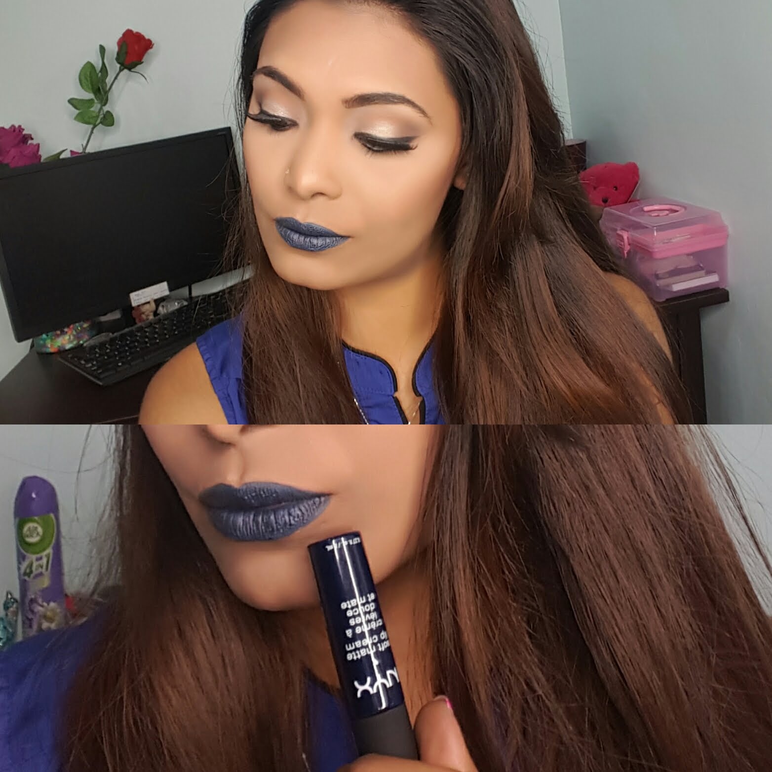 NYX Blue Lipstick Makeup Tutorial | Sabrina Isabelle - YouTube