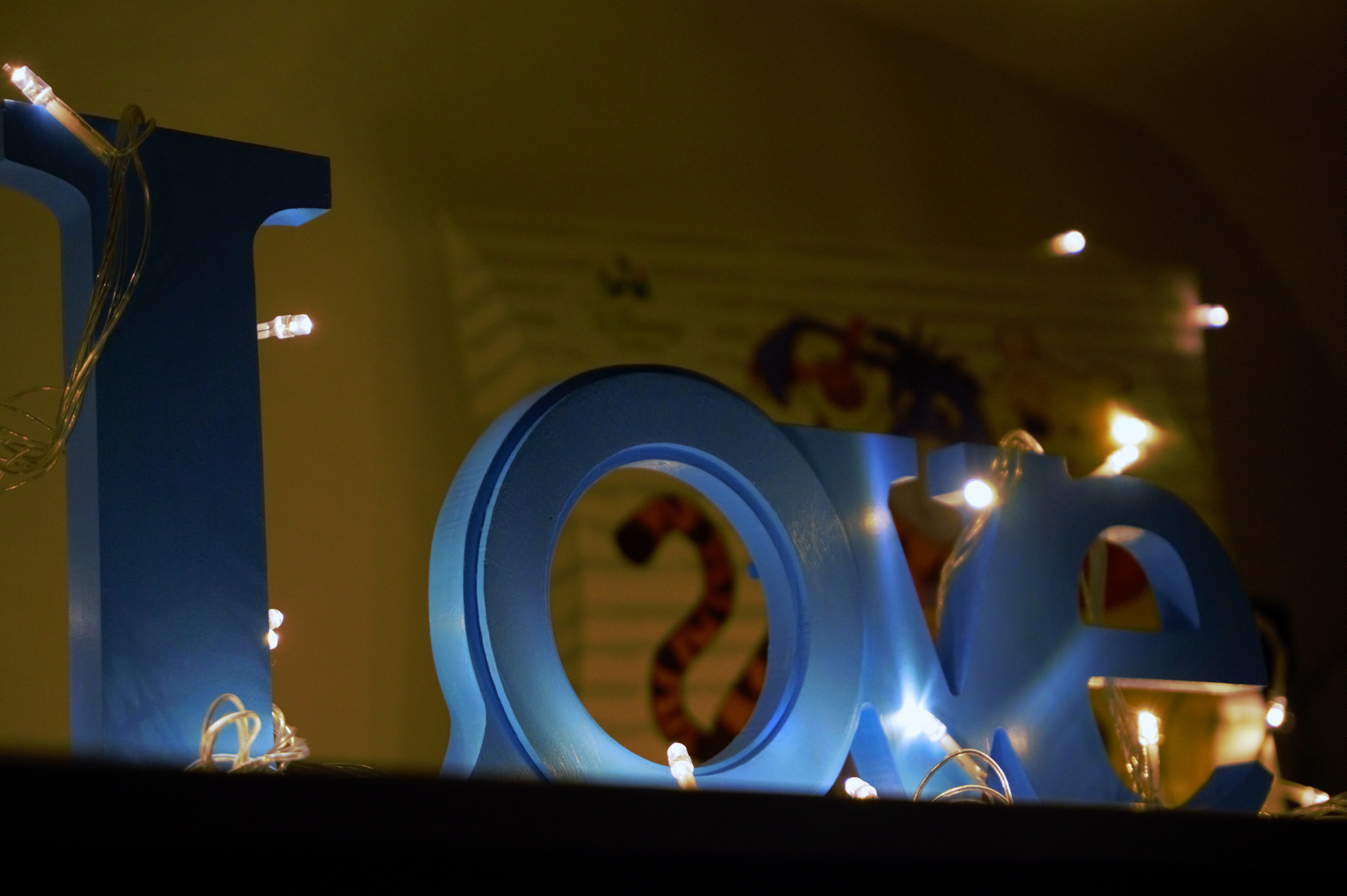 Blue love wooden signage photo