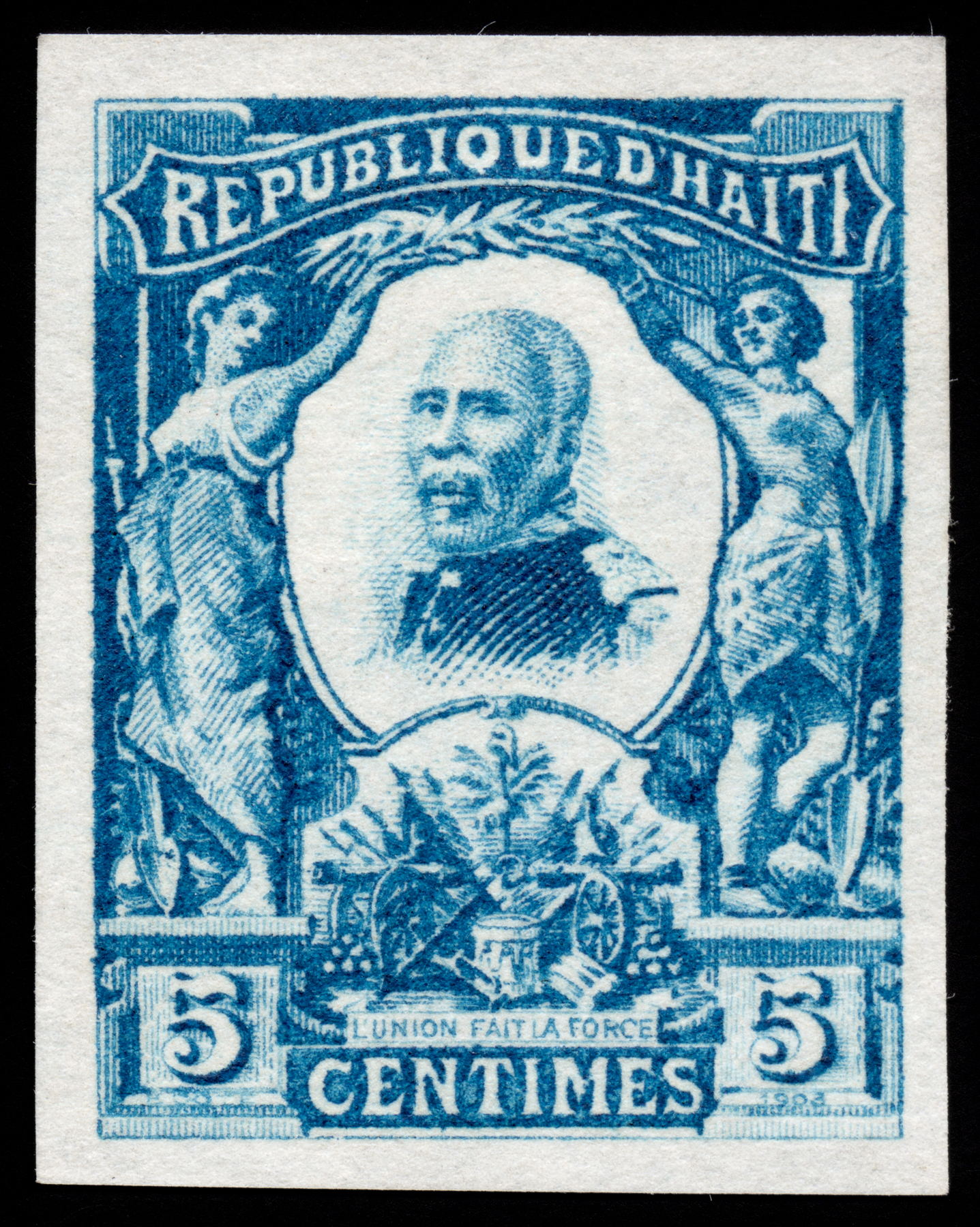 Blue Pierre Nord Alexis Stamp, 5, Postmark, Republic, Rectangular, HQ Photo