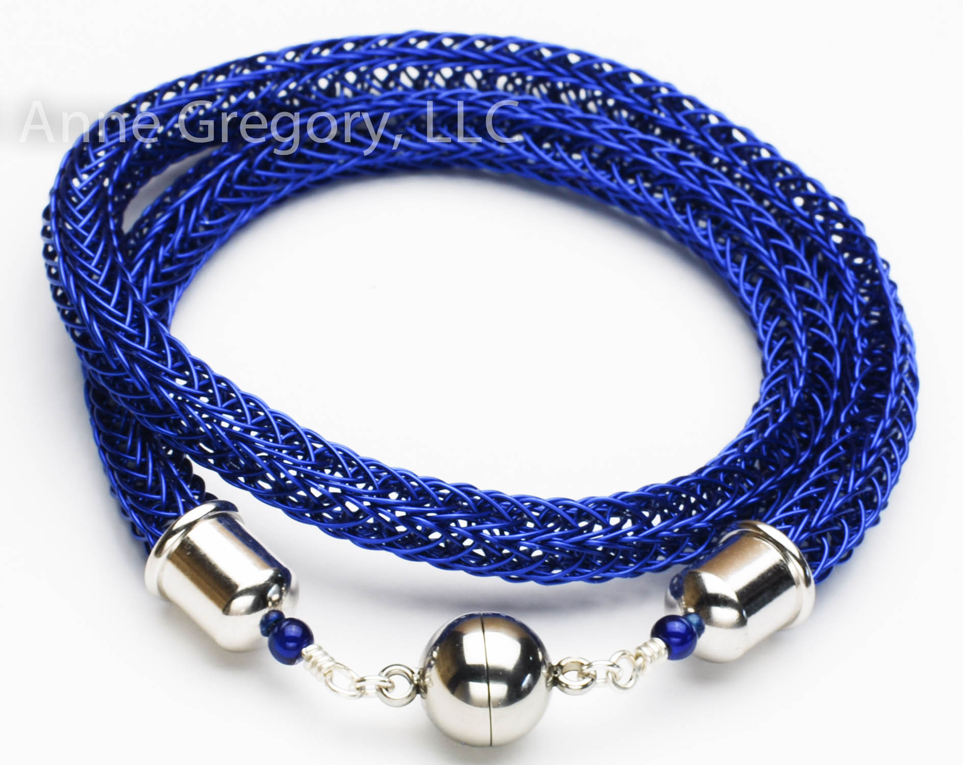 Silver Blue Viking Knit Neck Rope - Anne Gregory, LLC