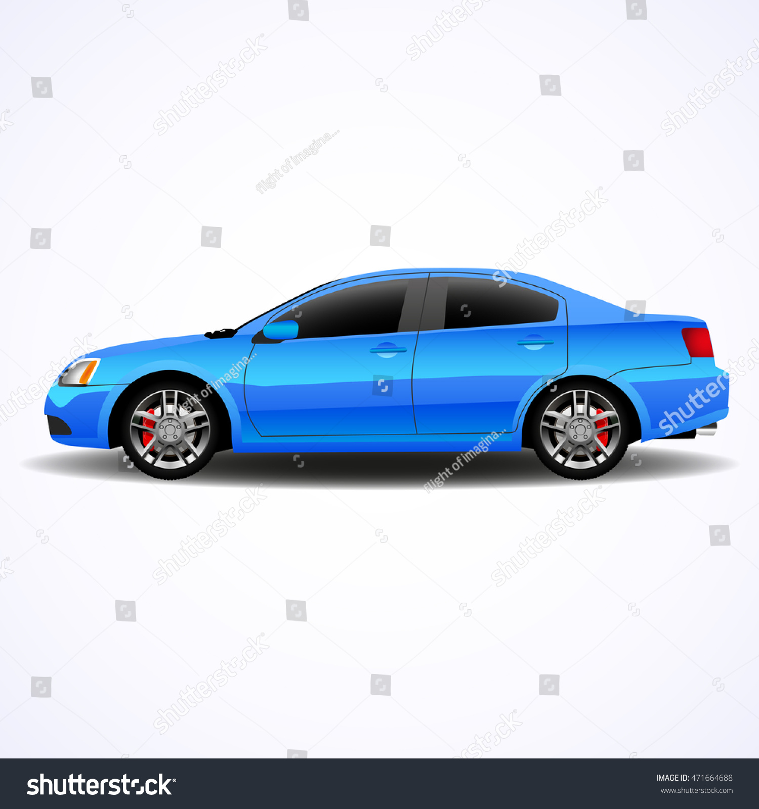 Realistic Car Blue Sedan Side View Stock Vector 471664688 - Shutterstock