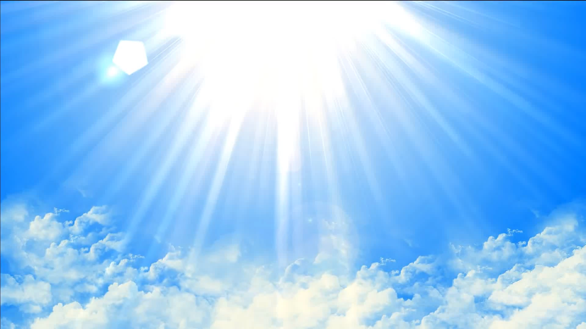 Purchase Animated Sun Shining Light on blue sky background.