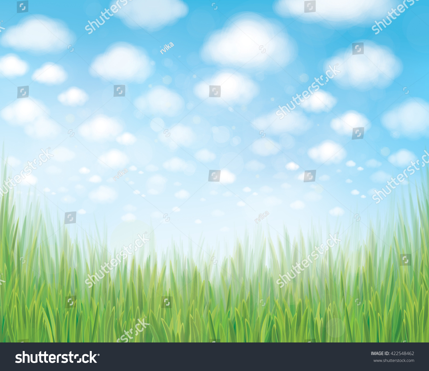 Vector Green Grass Border On Blue Stock Vector 422548462 - Shutterstock