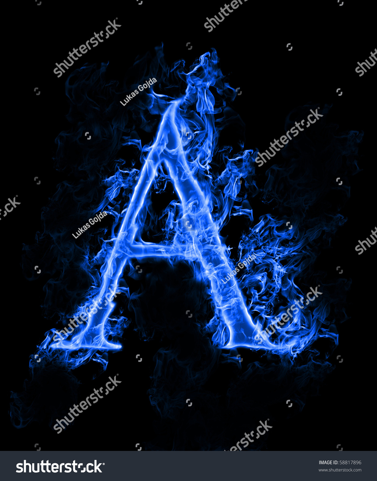 Blue Smoke Letter A Stock Photo & Image (Royalty-Free) 58817896 ...