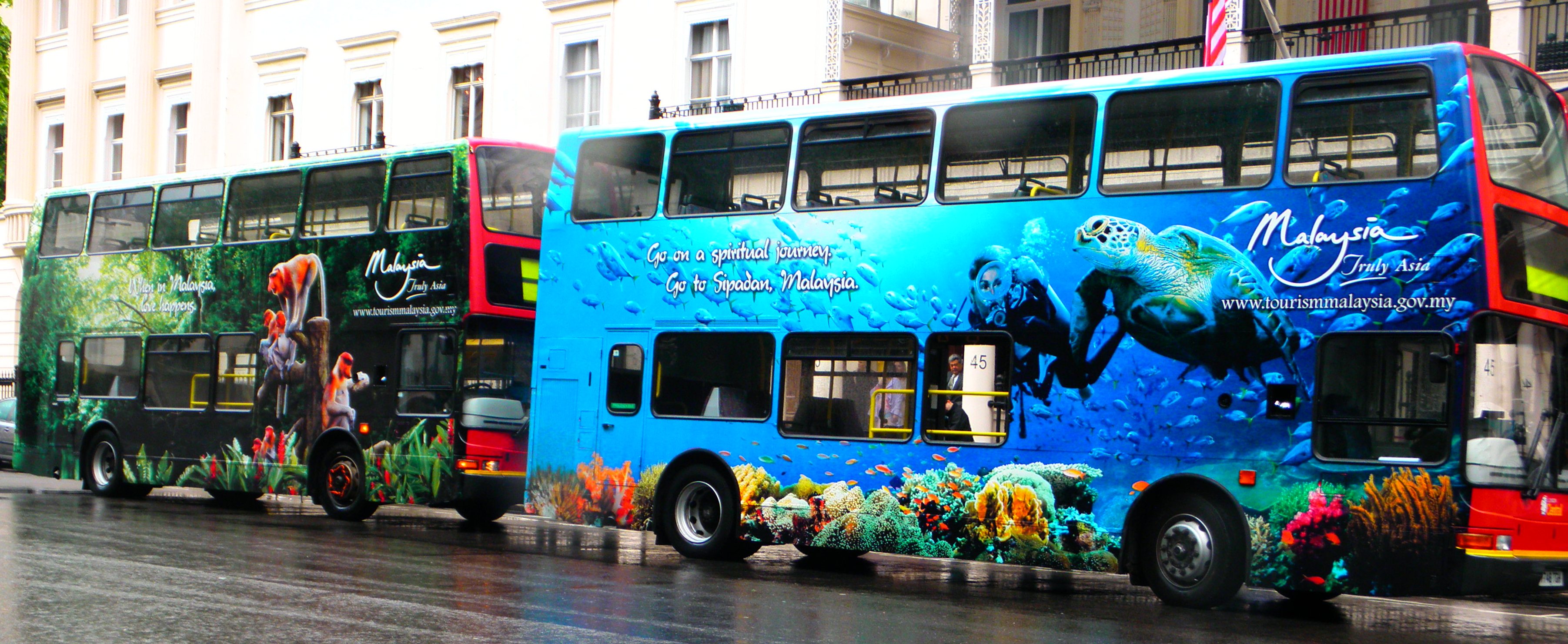 Fully wrapped buses for Tourism Malaysia in London, UK #outdoor ...