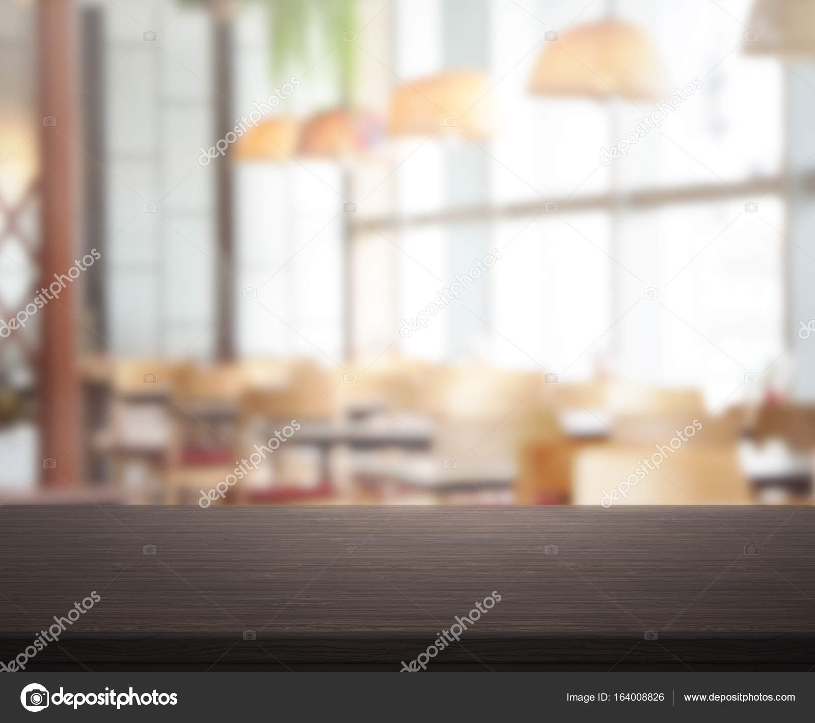 Table Top And Blur Restaurant Of Background — Stock Photo ...