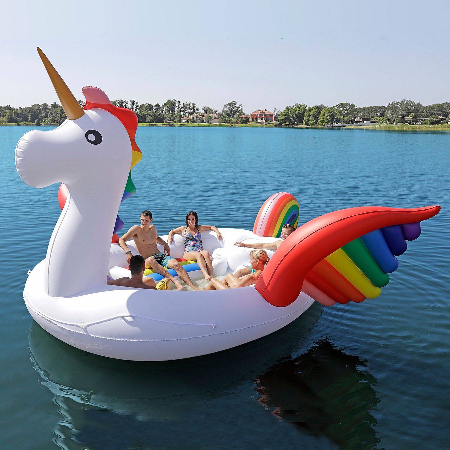 Start your summer right with a massive inflatable unicorn boat