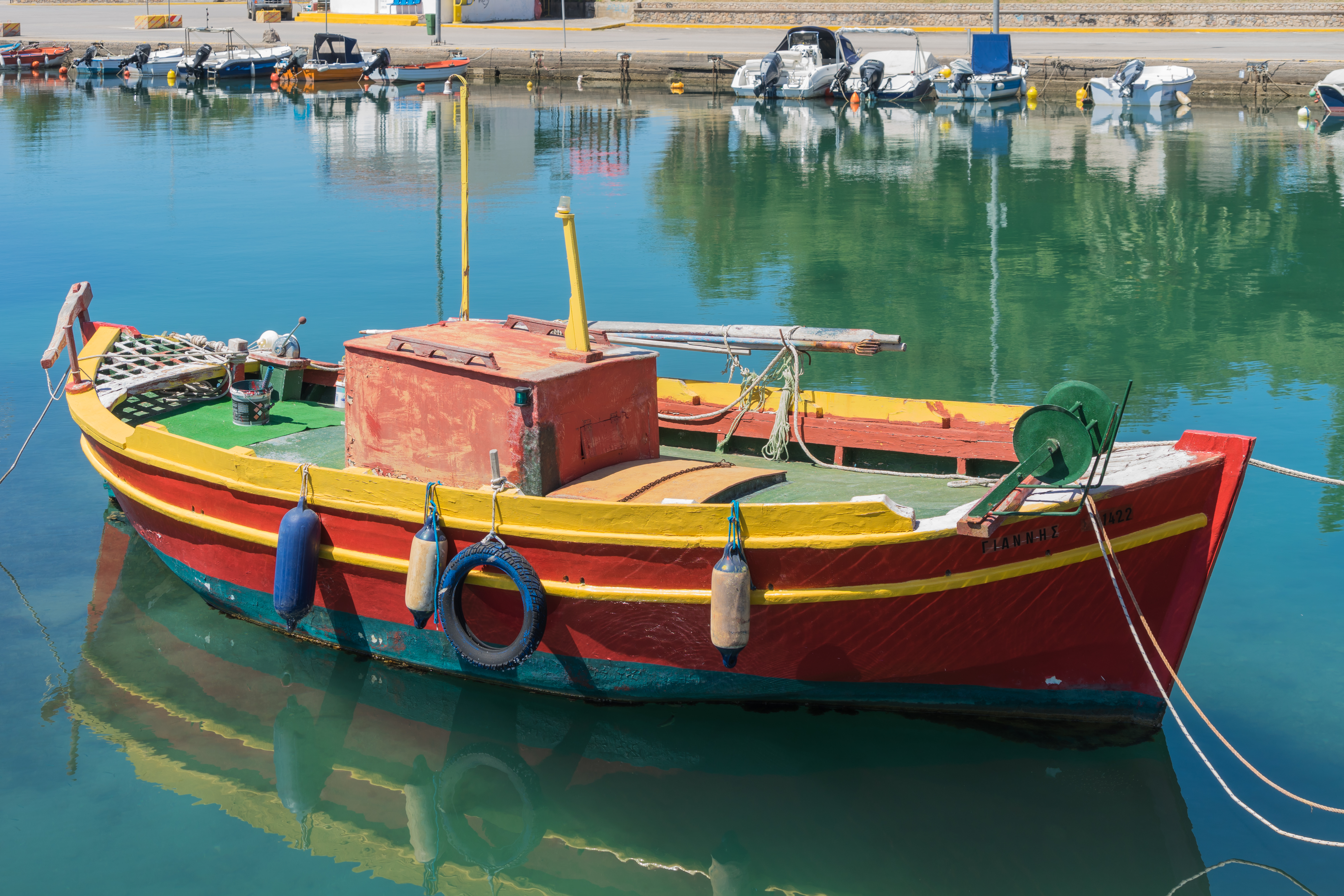 File:Colorful boat Nea Artaki Euboea Greece.jpg - Wikimedia Commons