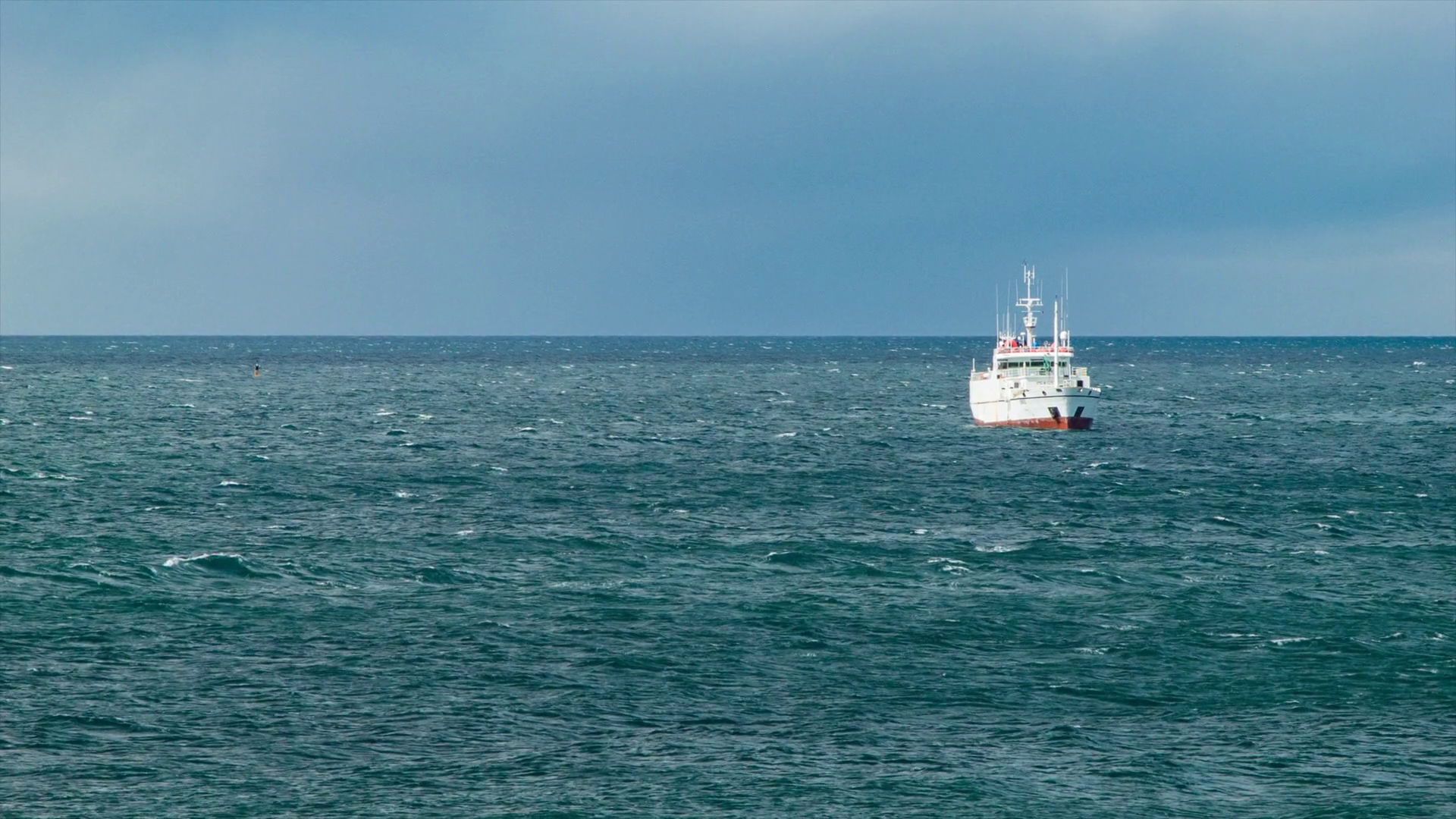Fishing Boat Alone in the Pacific Ocean near Punta Arenas Chile in ...