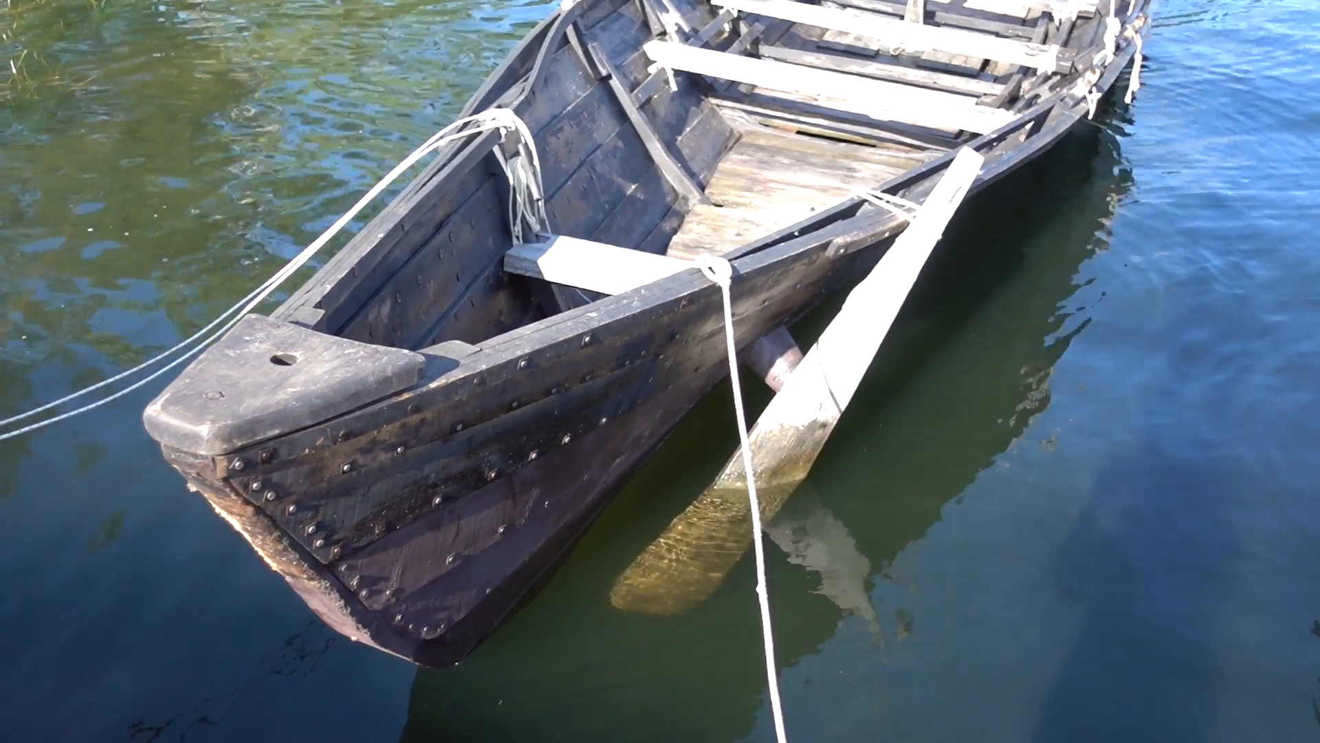 Bow of handmade boat on the berth Stock Video Footage - VideoBlocks
