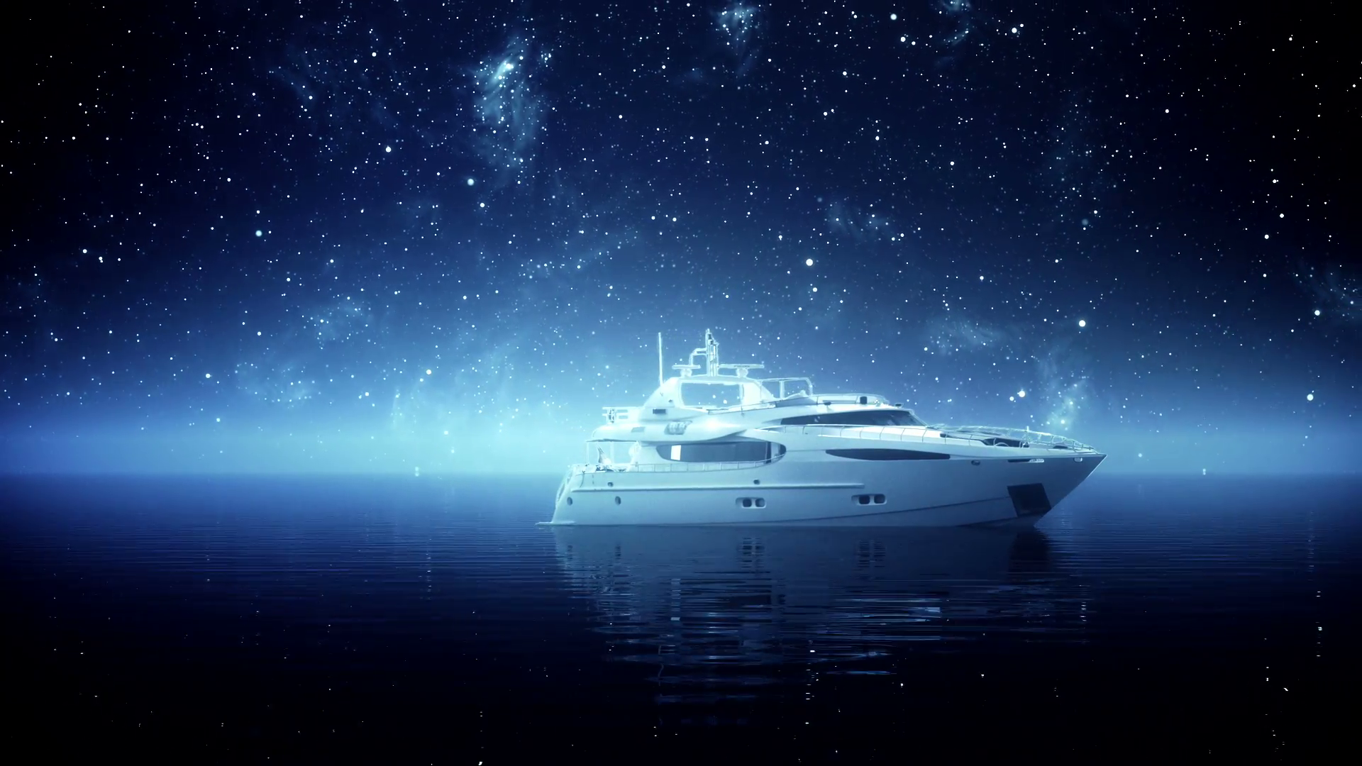 Expensive leisure boat under blue night sky. Stars yacht sailing ...